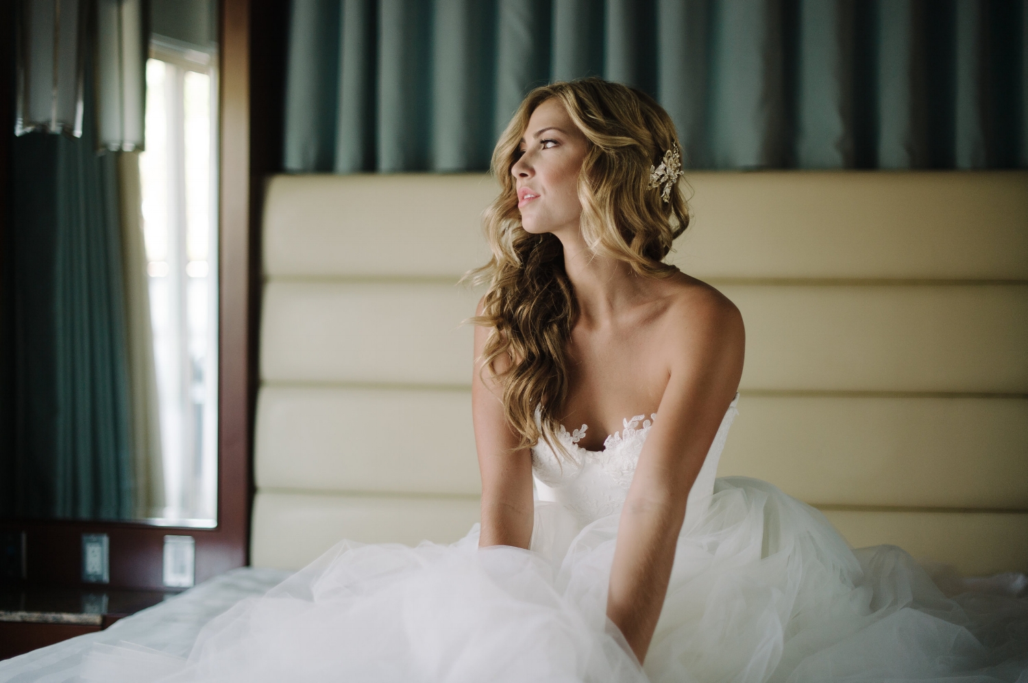 Wedding Photos with Blonde Long Hair Down. Bridal Hairstyles and Makeup by Vanity Belle in Orange County (Costa Mesa) and San Diego (La Jolla)