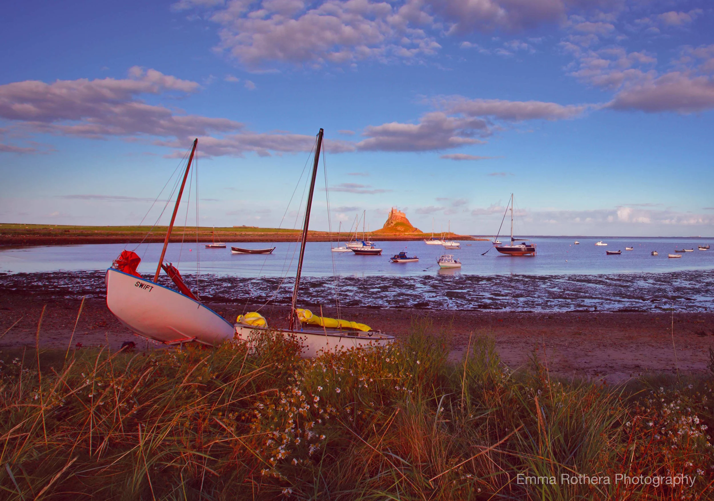 Lindisfarne Castle Harbour Summer View, Holy Island, Northumberland