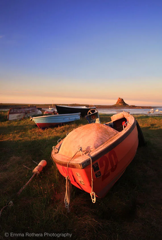 Holy Island Harbour, Lindisfarne Castle View during the Golden Hour, Holy Island, Northumberland