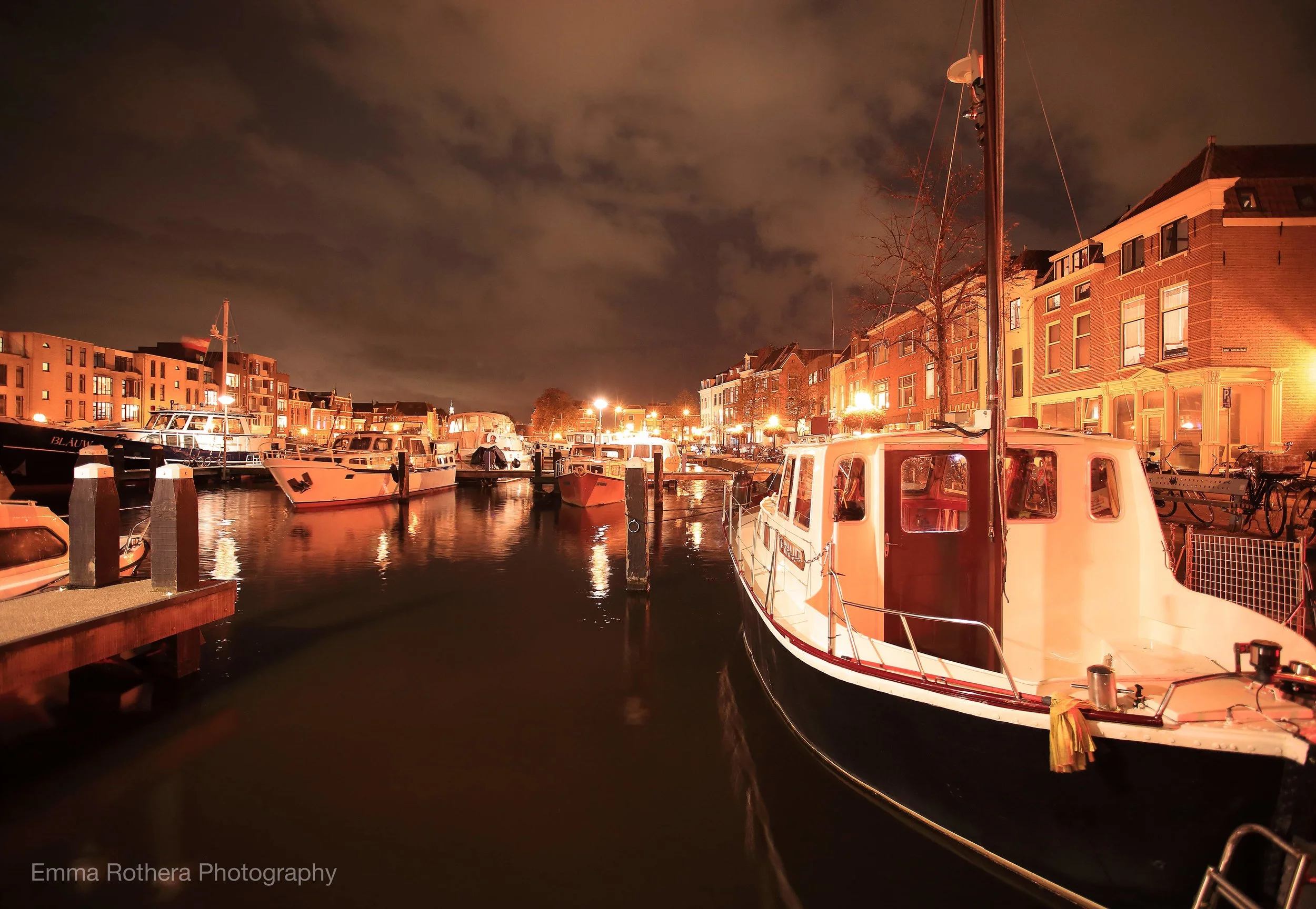 An Autumn Night's Light, The Port 'De Haven', Leiden City, South Holland, The Netherlands