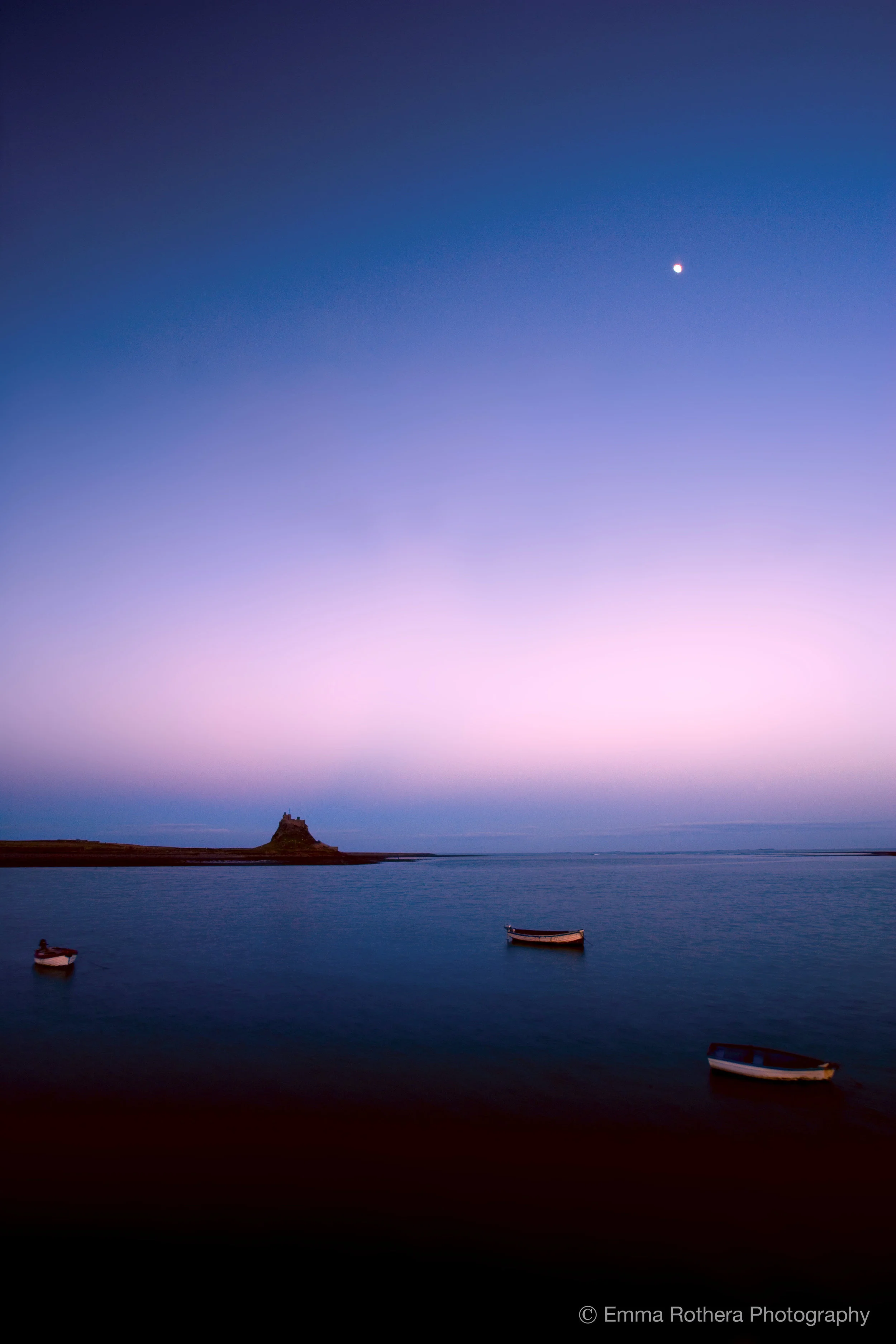 The Moon over Lindisfarne Castle, Holy Island, Northumberland