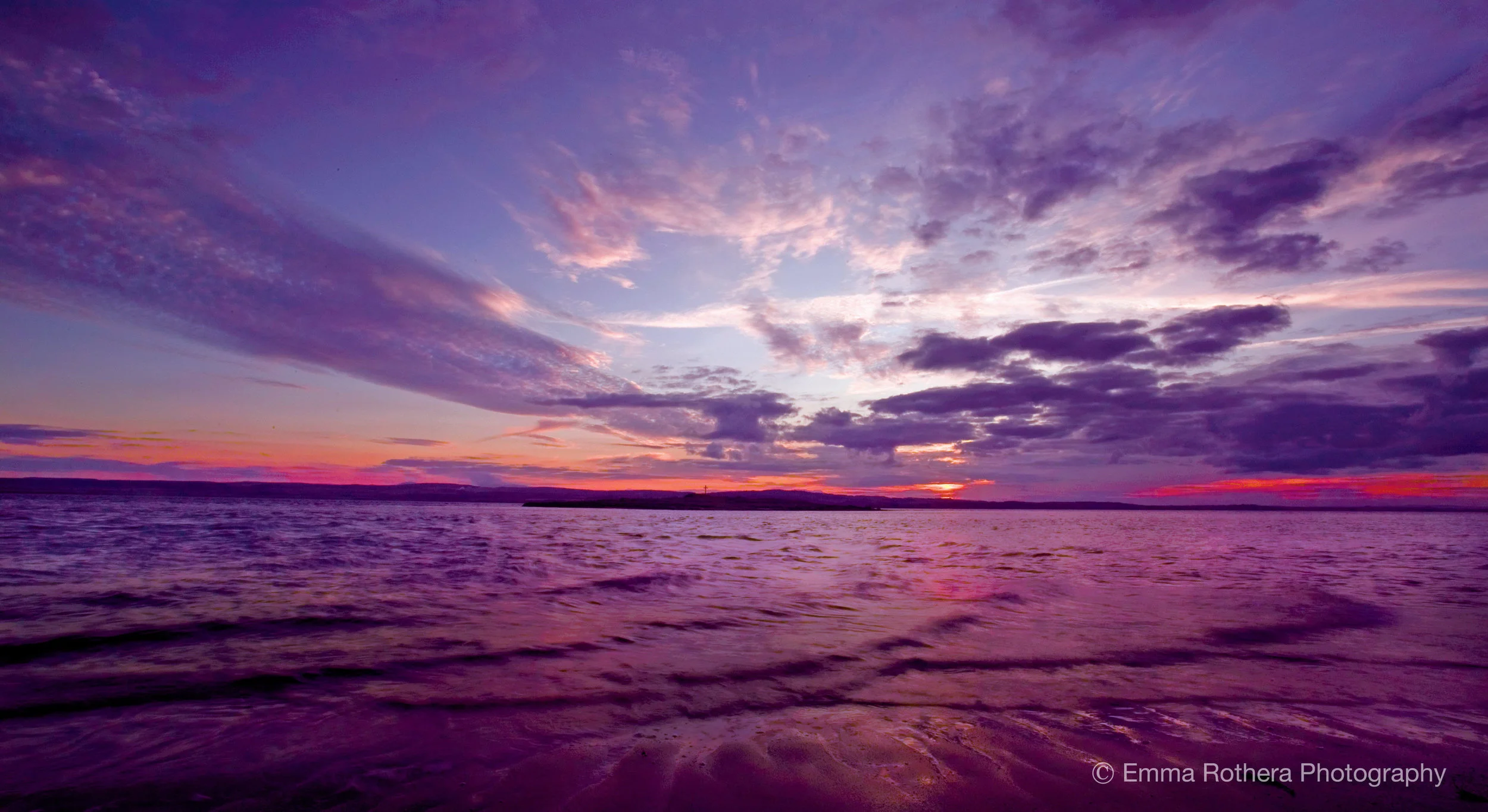 St Cuthberts Island Sunset at High Tide, Holy Island, Northumberland