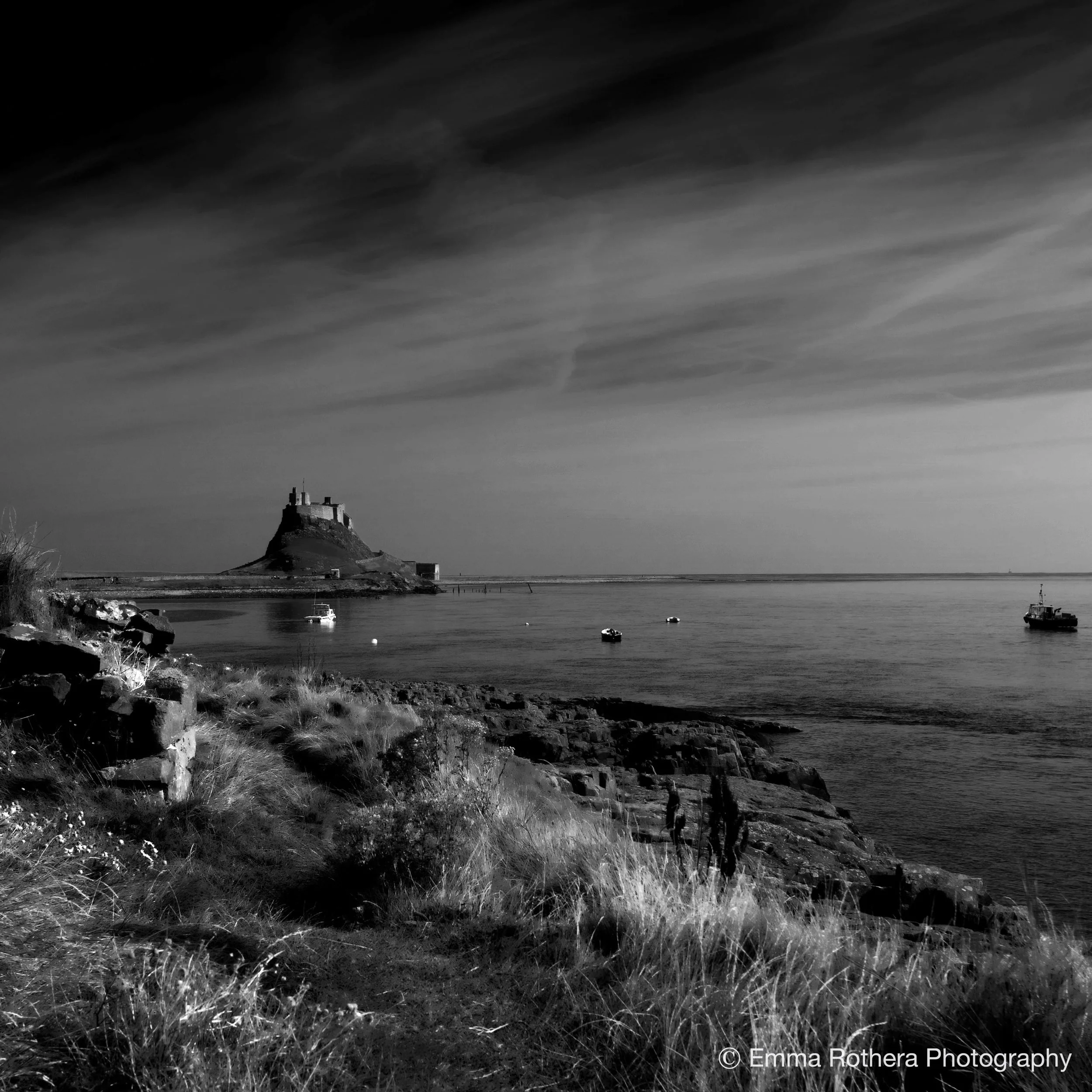 Lindisfarne Castle View Black & White, Lindisfarne, Northumberland