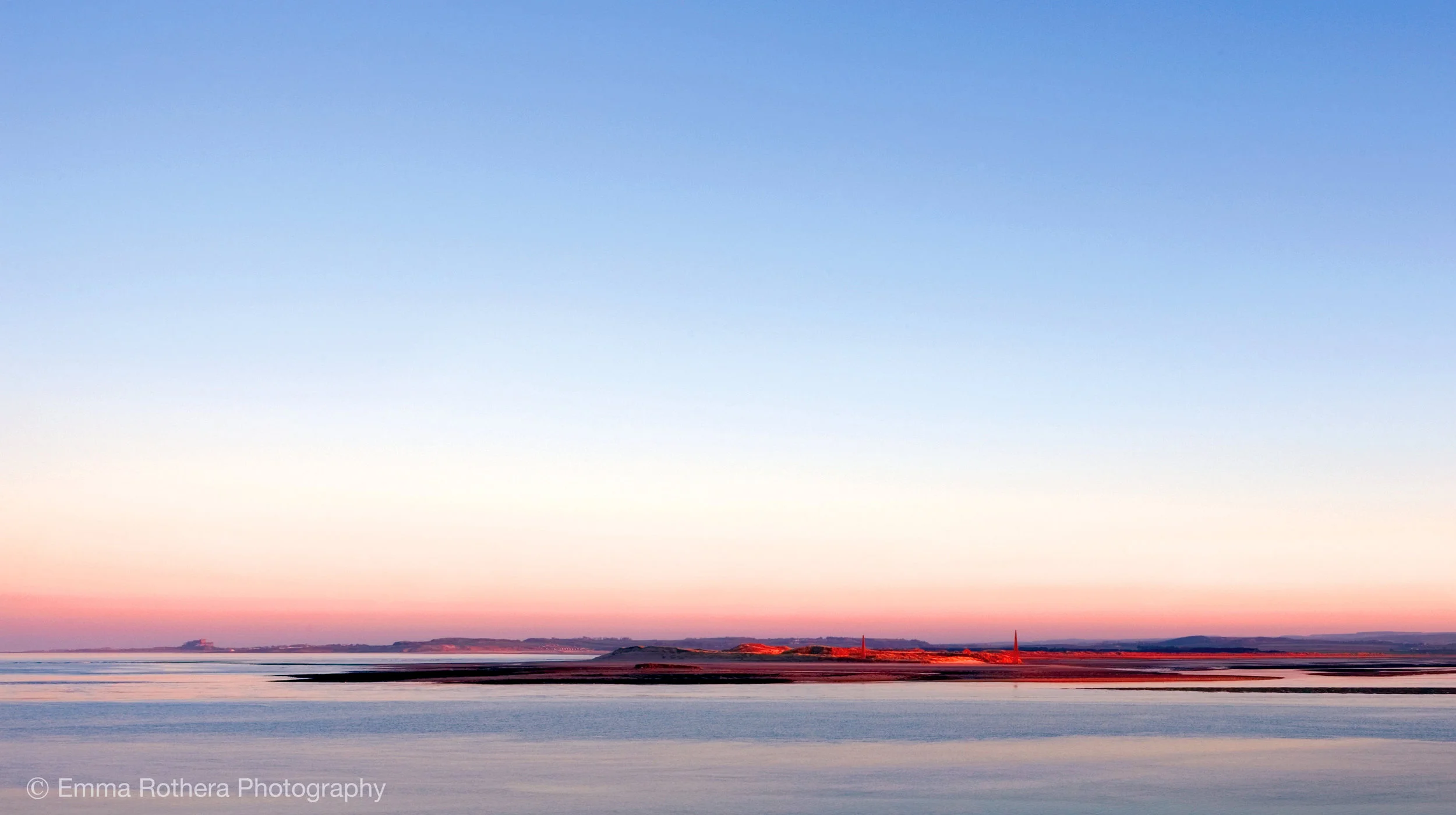 Ross Sands & Bamburgh Castle over Water, From Holy Island, Northumberland