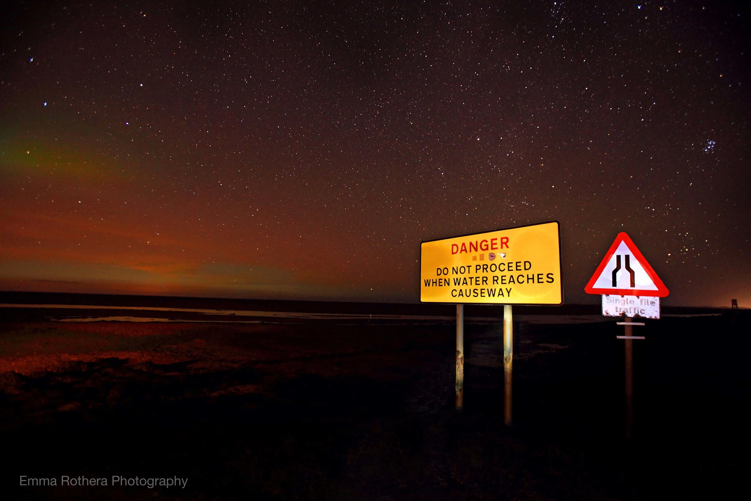 Holy Island Causeway, Aurora, Holy Island, Northumberland