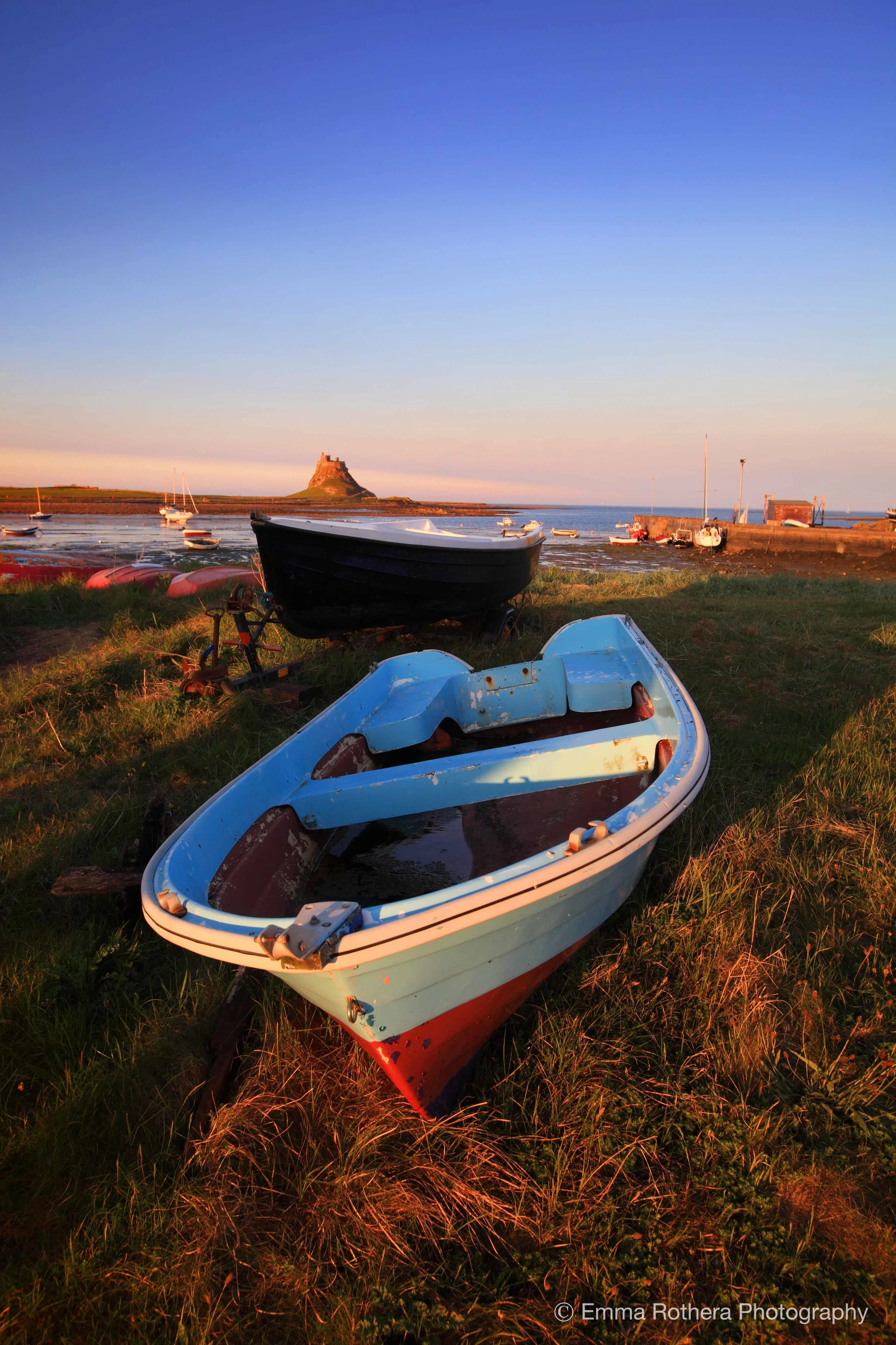Lindisfarne Castle, Harbour Boats Golden Hour Light 03, Holy Island