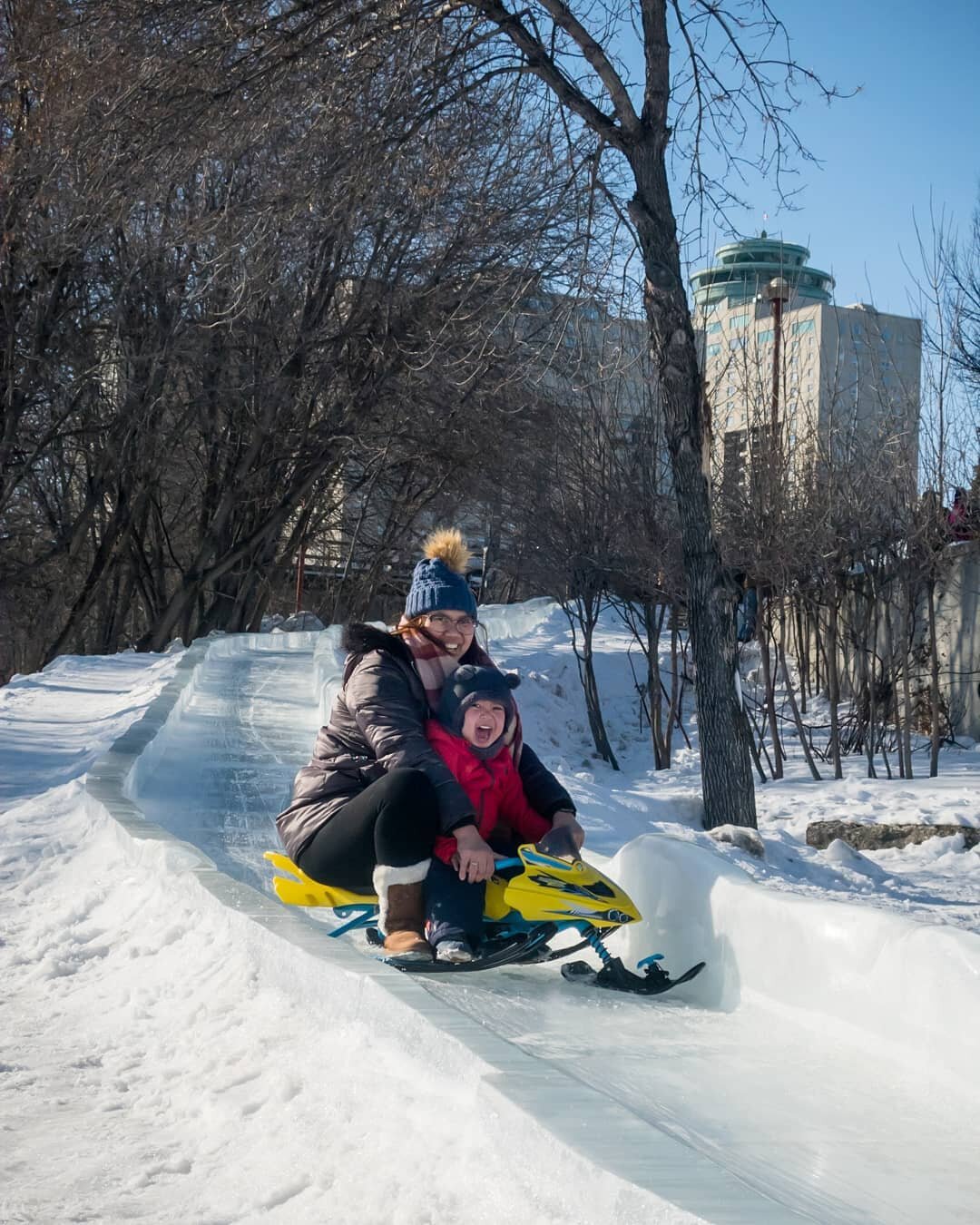 Have you been able to enjoy winter sports?⁣
Remembering the ice chute at the forks, these two had the most captivating smiles while taking this fun ride.⁣
I'm not sure if they're going to remake it this year. Have you found some fun activities this s