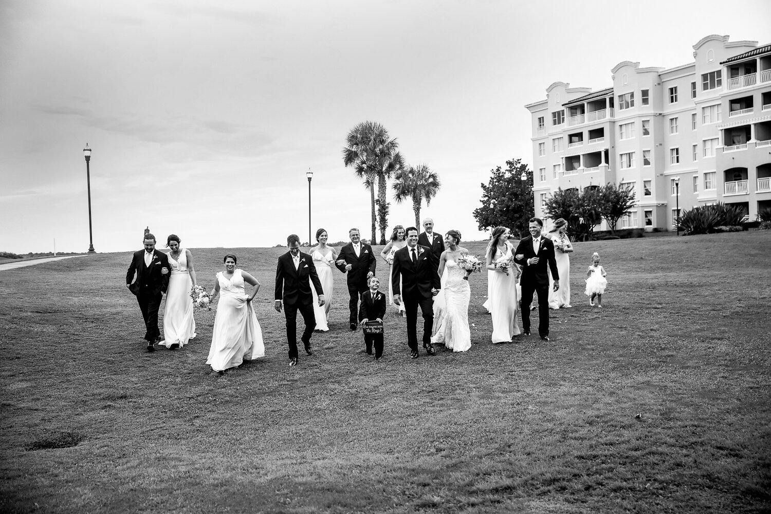 entire wedding party on hill