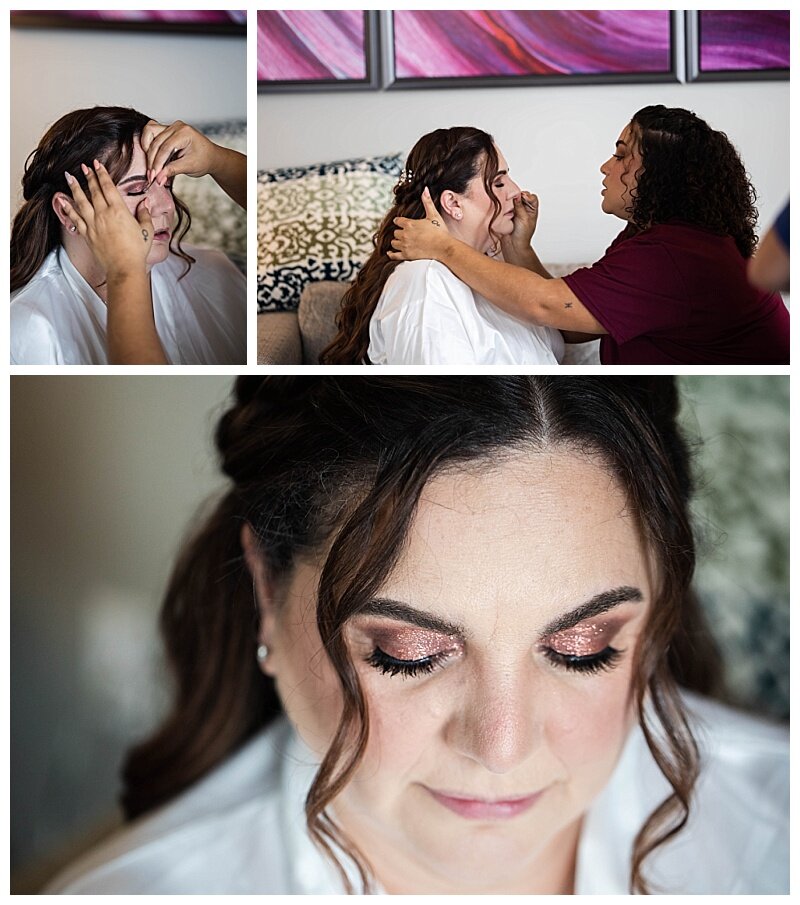 Bride getting ready eyelashes
