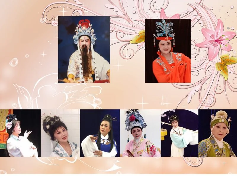 华美艺术团主要演员 陈琴湘 马月莲 ( 上排从左到右 ) 张慧珠、朱志玲、吴雅清、夏生美、章静秀、陈雪梅 ( 下排从左到右 )