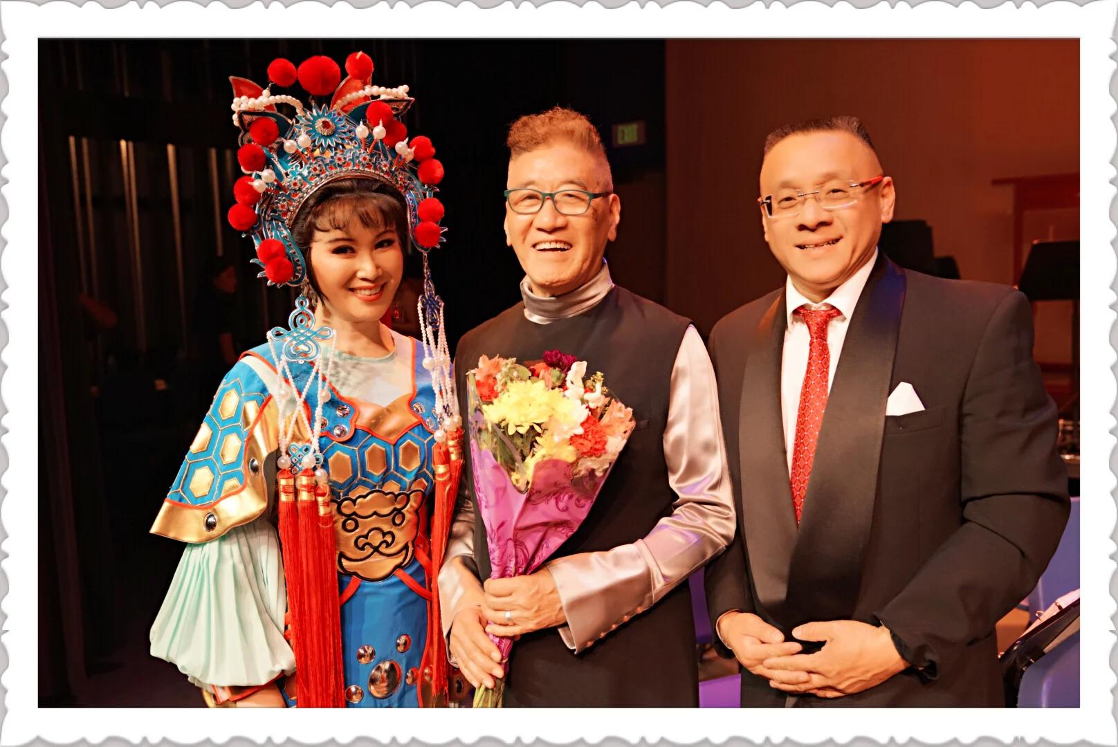 左起:邬素斐(美国洛杉矶越剧之家校长)丶瞿春泉(台北市立国乐团首席指挥)丶李愔(美中华人音乐家协会创会会长)