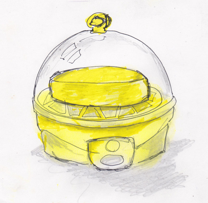 A little lopsided and missing a few other necessary parts (egg hole puncher and measuring cup)...