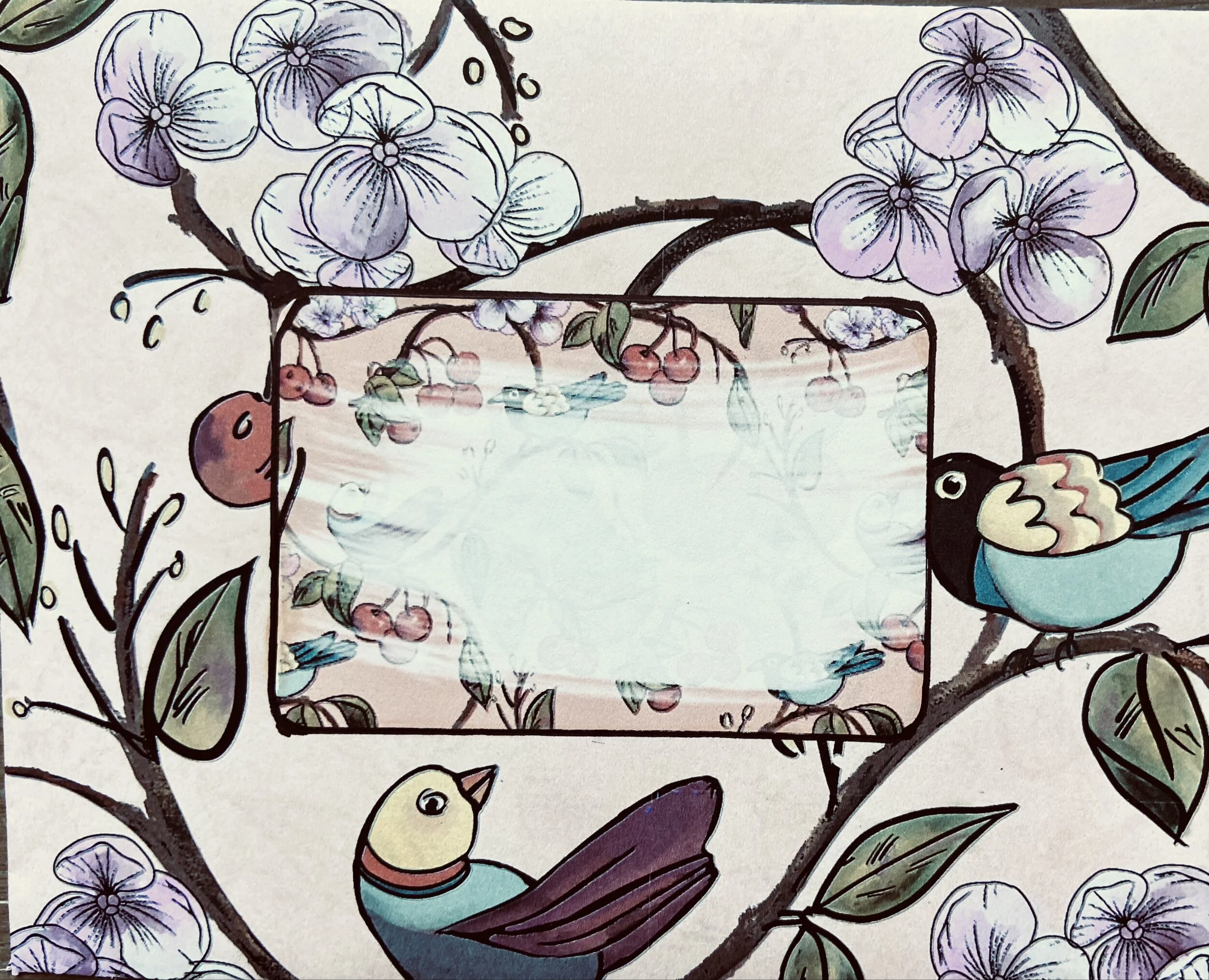 birds and cherries envelope & label.JPG