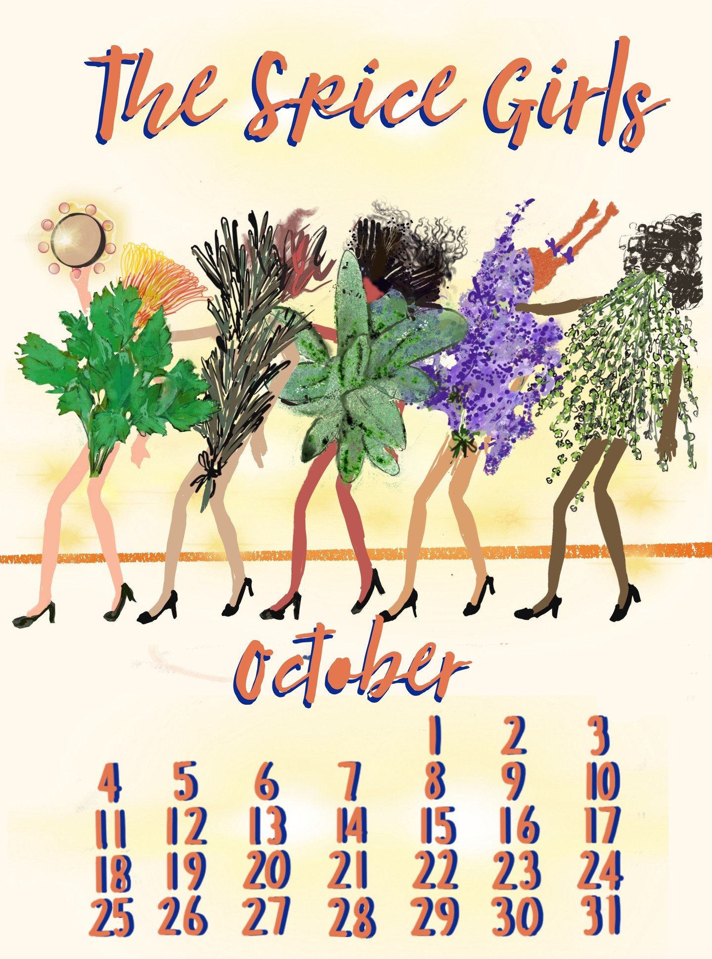 2026 desktop calendar EAT, all original artwork on subject of food. At shop at dianemoline.com. #dianemoline. #oneredchairstudio. #2026calendar. #foodart