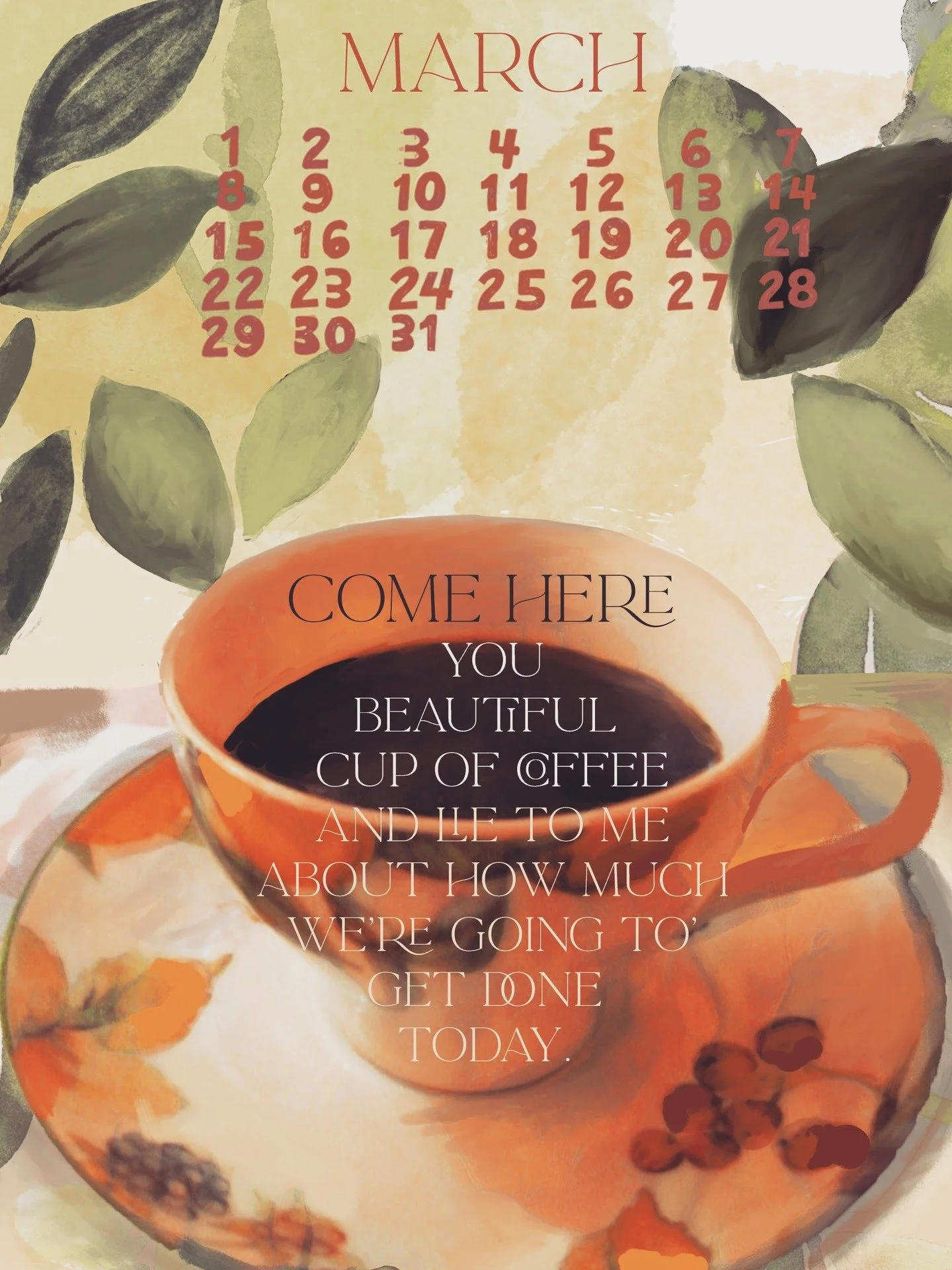 2026 desktop calendar "EAT". #dianemoline #oneredchairstudio #2026calendar. #