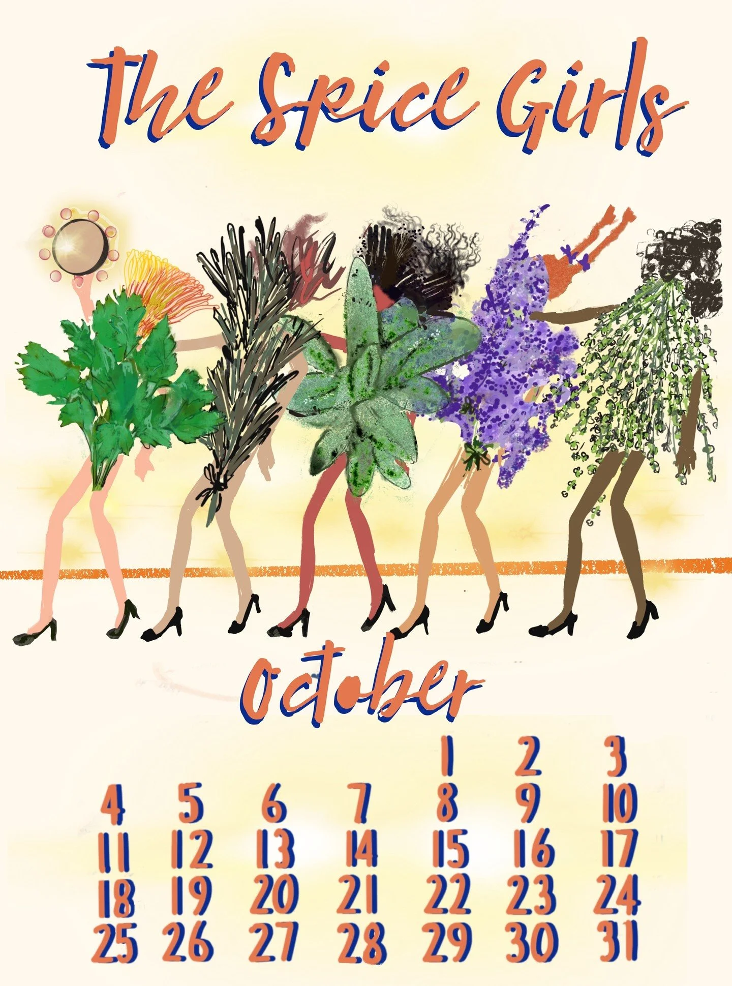 2026 desktop calendar EAT, all original artwork on subject of food. At shop at dianemoline.com. #dianemoline. #oneredchairstudio. #2026calendar. #foodart