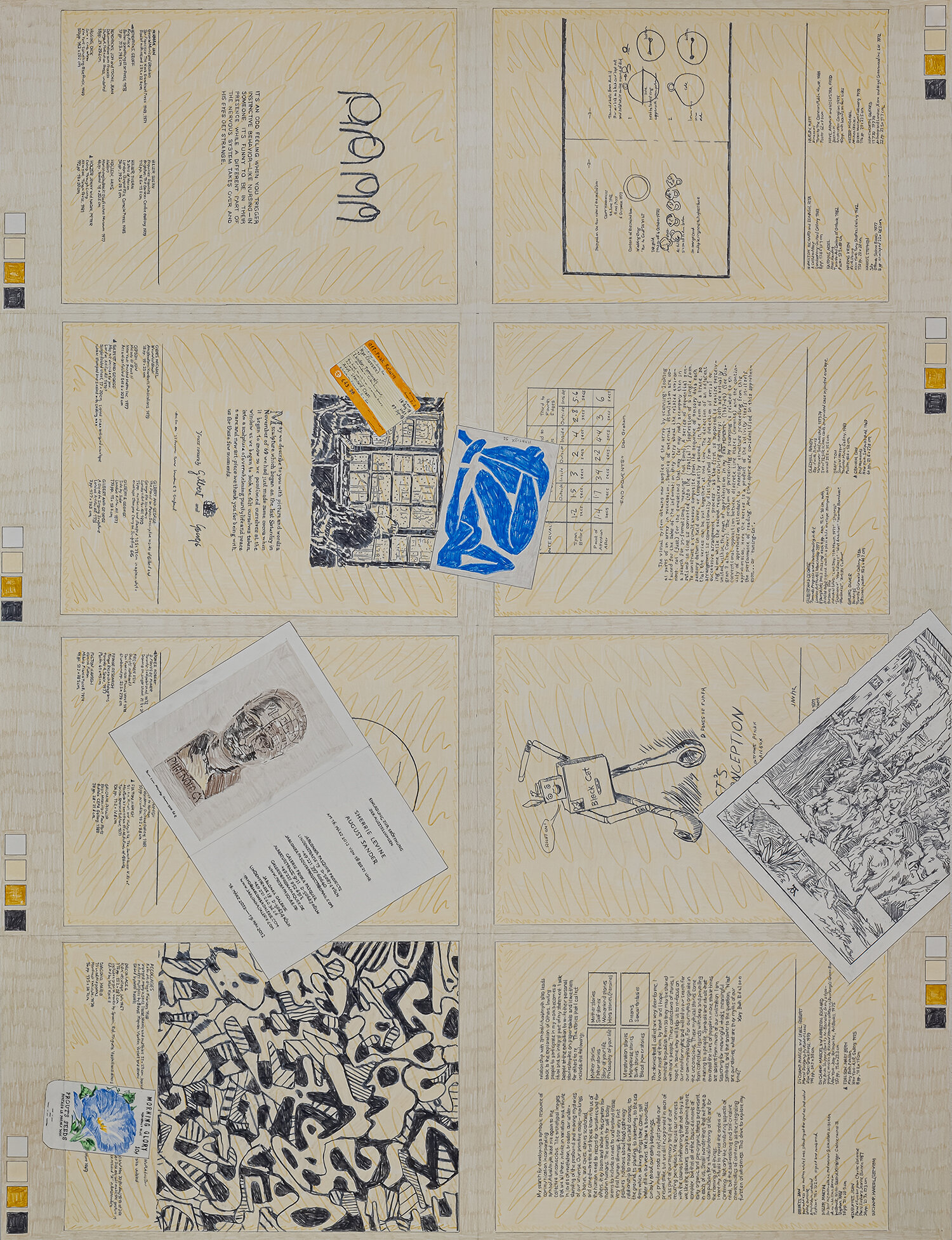 #155,  Evidence of the Avant Garde Ex-library,  train ticket, seedpacket, postcard, invite, Dürer