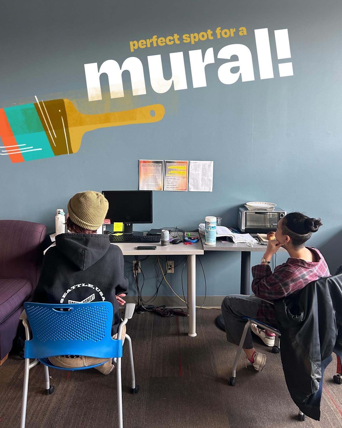 I&rsquo;m so excited to collaborate with students at @su_mosaic to create a mural to brighten up their Pride Link space! 🎨 

Great timing&mdash;I just completed @homsweethom Mural Painting for Designers course. 🌟(highly recommend!) So now, I can&rs