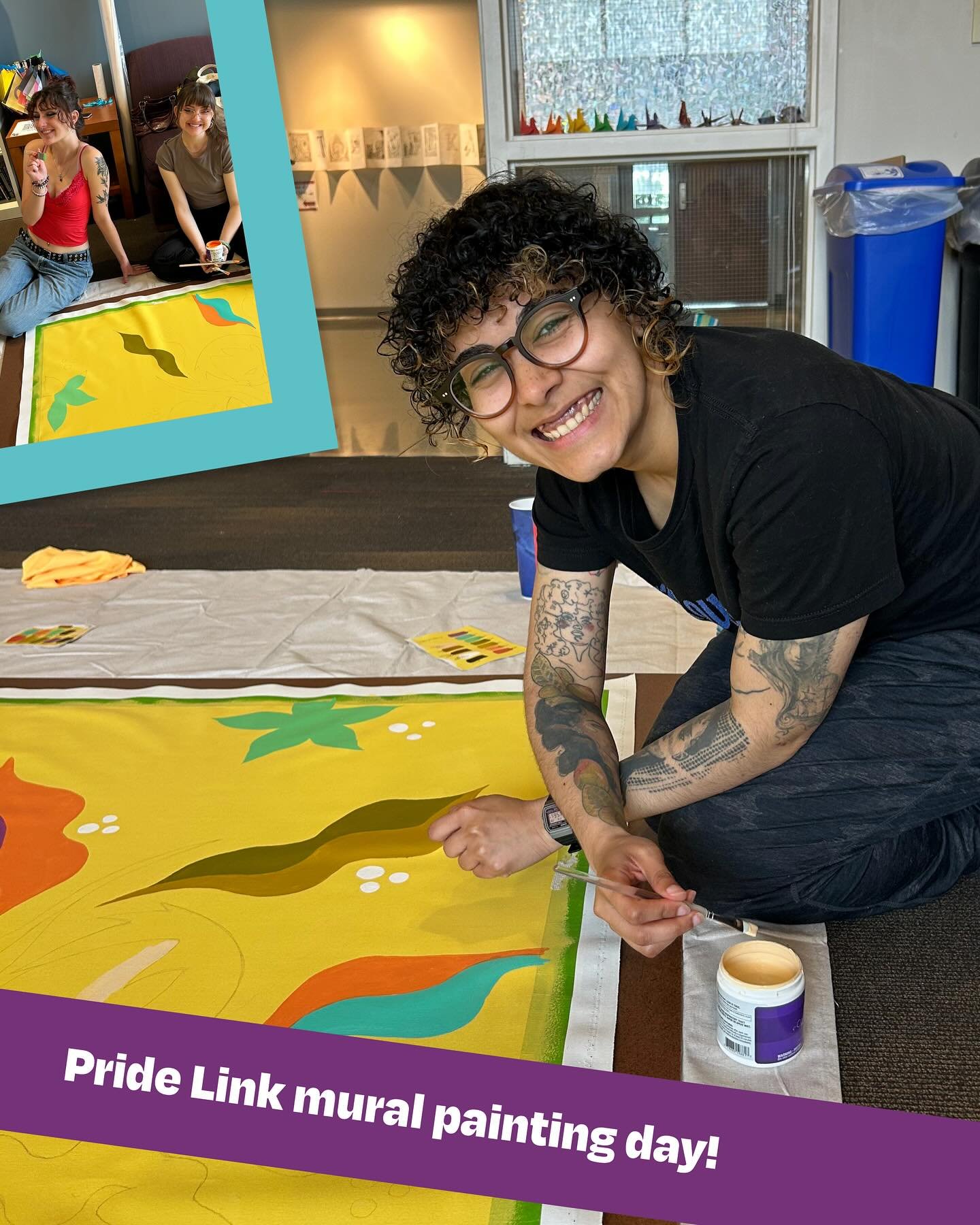 Thank you to everyone who came by the Pride Link last Saturday to contribute to our community mural! Whether you painted in 1 shape or 10&mdash;every bit counts! Many thanks to the @su_mosaic staff for being such great collaborators&mdash;from suppor