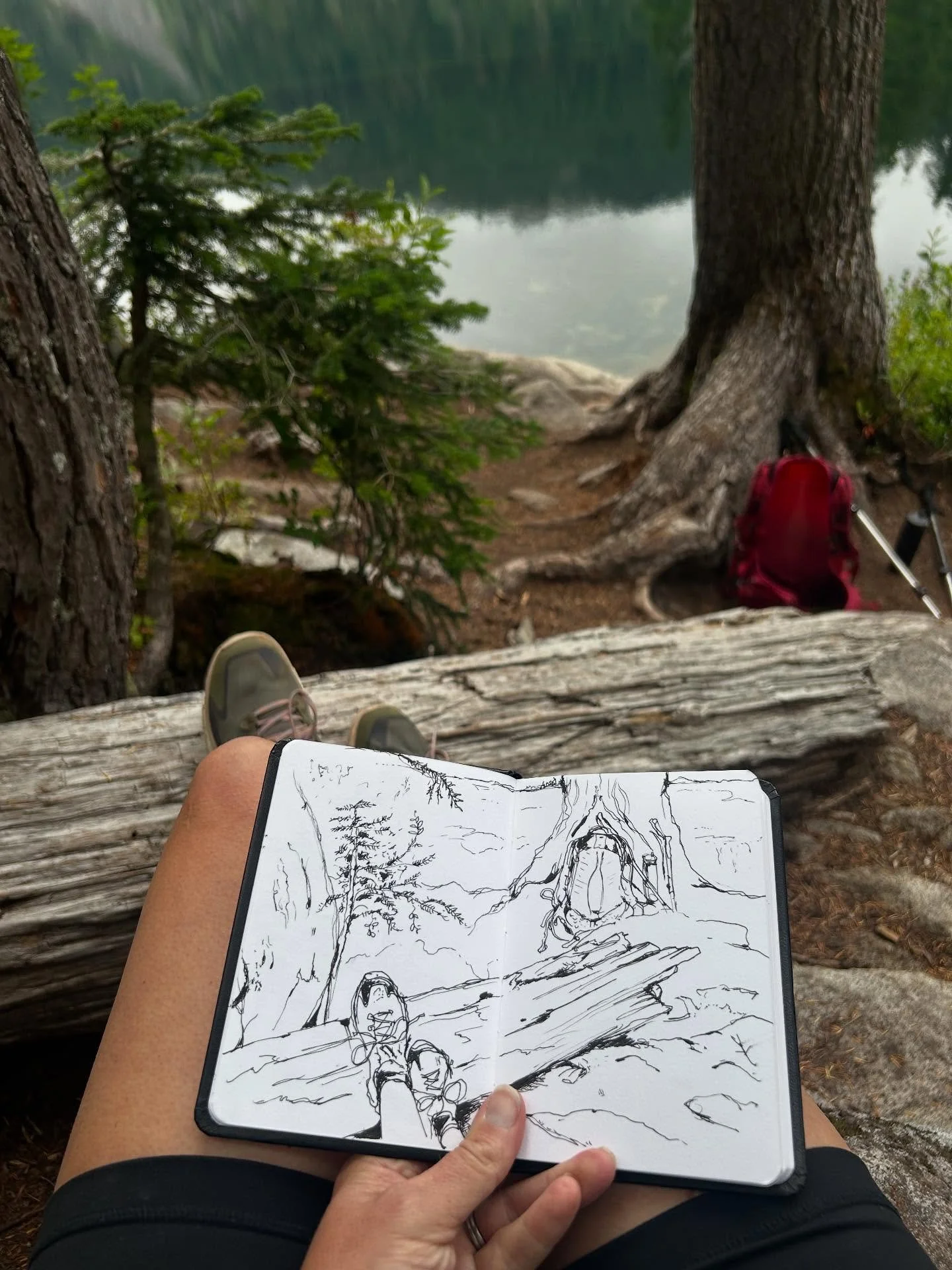 Stopped and sketched at Mason Lake on my hike today!