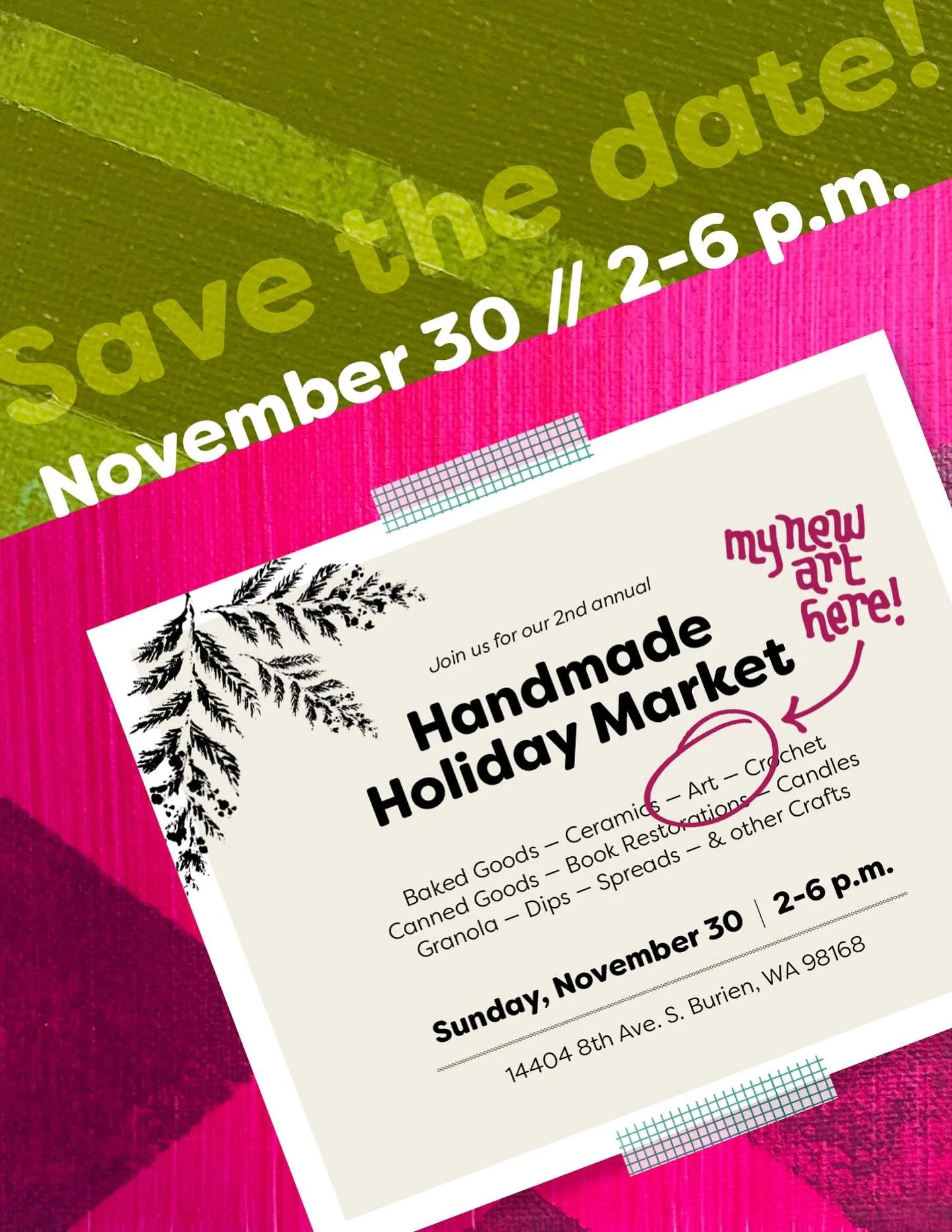 SAVE THE DATE! I&rsquo;ve been busy working on some new art to sell at this holiday market coming up! Colorful, new original paintings and prints will be added to my current selections of prints and cards. Excited to share completed new work here in 