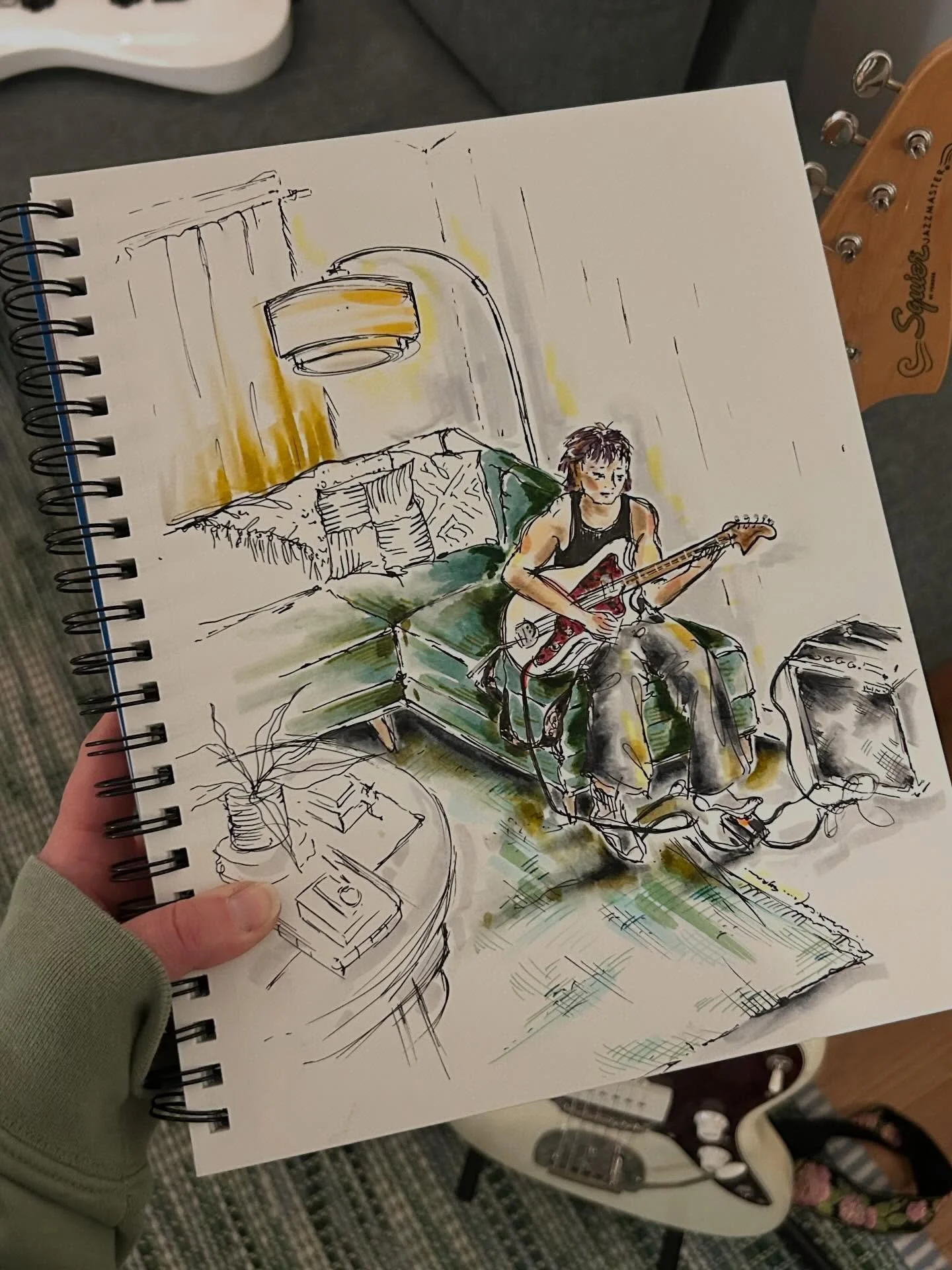 Inspired by Urban Sketchers. Didn&rsquo;t make it outside, but found the perfect subject right in my living room! I love how quickly I can add color with these Berol brush pens! Set timer for 30 minutes, took about 1.5 hours. #uskseattle #urbansketch