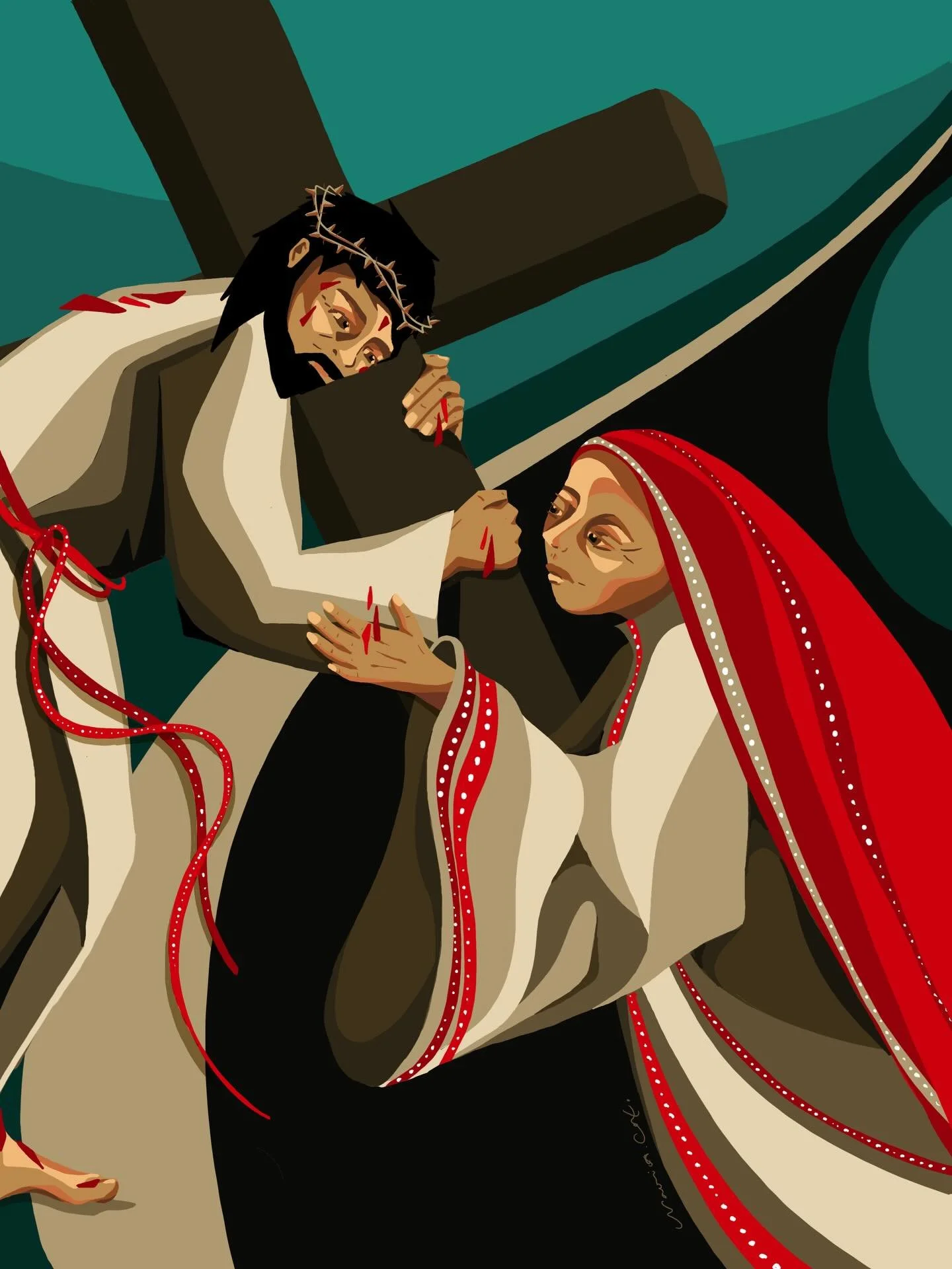New art! I&rsquo;ll be painting this on canvas for an upcoming Holy Week project. Jesus meets his mother (4th station of the cross). More to come!