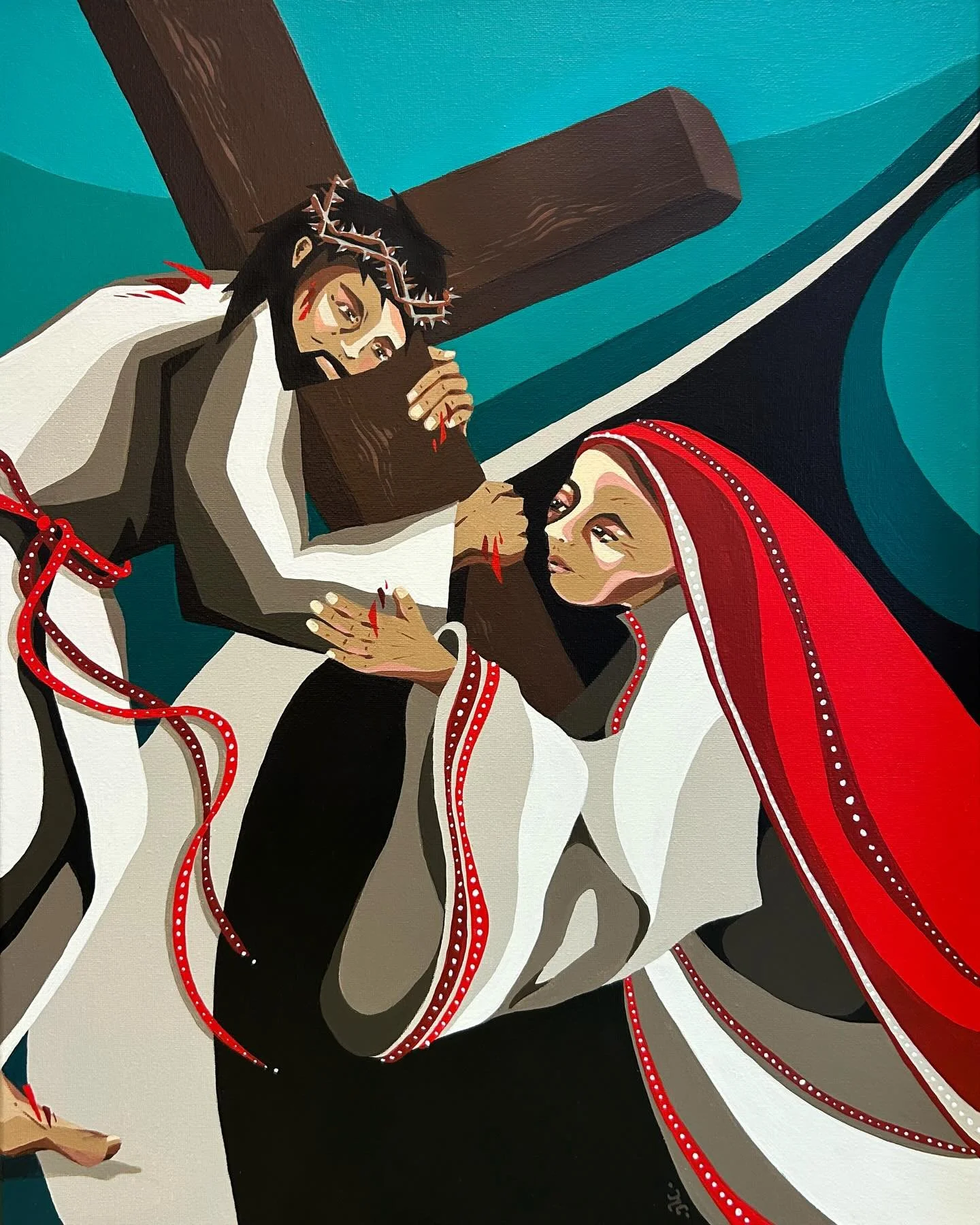 Painting finished! 

This will be displayed at a couple of churches for Holy Week next week, along with 13 other artists&rsquo; work depicting the 14 Stations of the Cross&mdash;the moment Jesus was condemned to death to being placed in the tomb. 

E