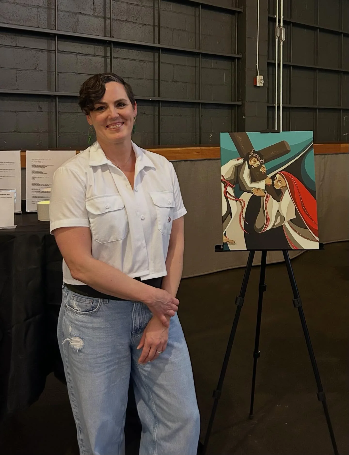 It&rsquo;s Good Friday and the last day of the @prayseattle Holy Week Art Show. 14 artists, 14 Stations of the Cross. 

My painting is the 4th station&mdash;Jesus Meets His Mother. One of the hardest paintings I&rsquo;ve done! Tedious approach that b