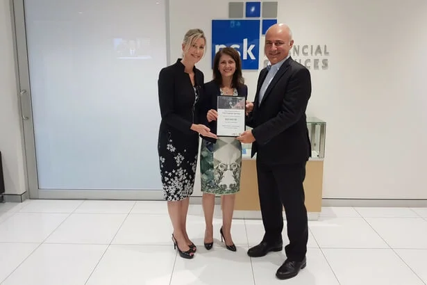 Pictured above (L-R) : Cure Cancer Australia CEO Floyd Larsen, Cure Cancer Australia Deputy Chairman Teresa Nicoletti, PSK Finanacial Services Managing Director Paul Aspros