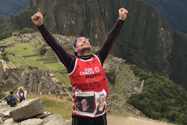 Carlo at the finish of the Inca Trail Marathon in 2016