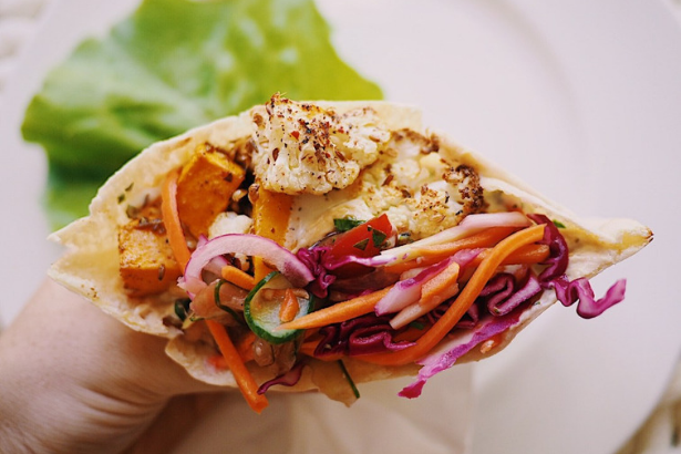The Gadabout Gourmet’s Roasted Cauliflower &amp; Pumpkin Pita Pockets