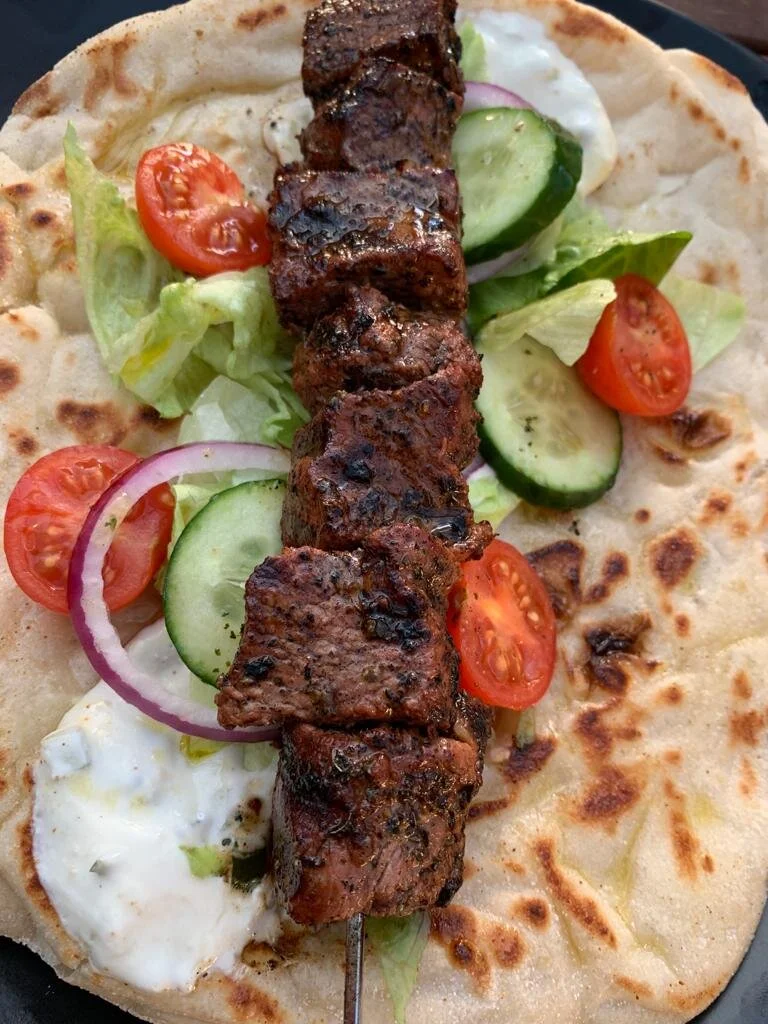 Lamb Souvlaki by Irene Sharp