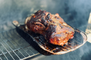 Aaron Harvie's Smoked Pork Neck Tacos with Guacamole, Lime and Coriander