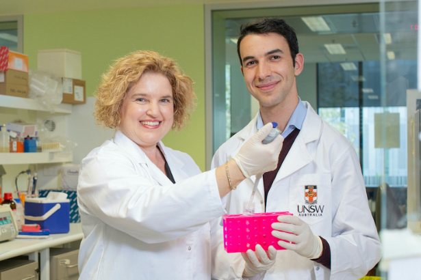 A/Prof. Phoebe Phillips and UNSW Scientia PhD student John Kokkinos. Photo: UNSW