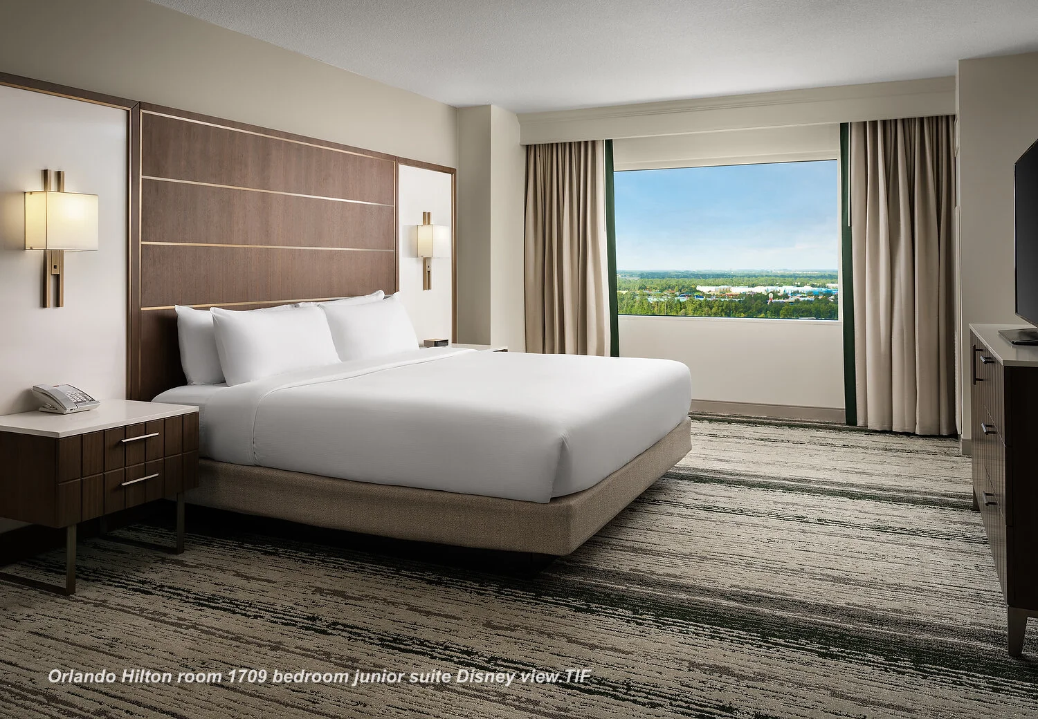 Orlando Hilton room 1709 bedroom junior suite Disney view.JPG