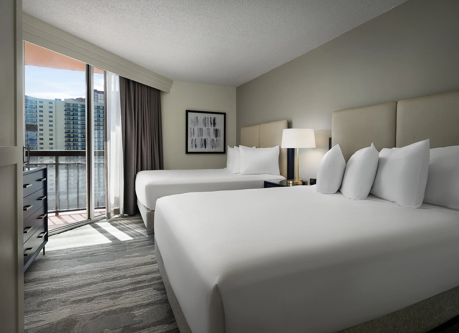 Embassy suites queen room bedroom.JPG