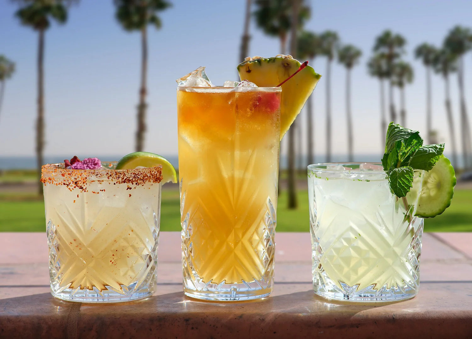 Hilton Santa Barbara drinks on ledge.JPG