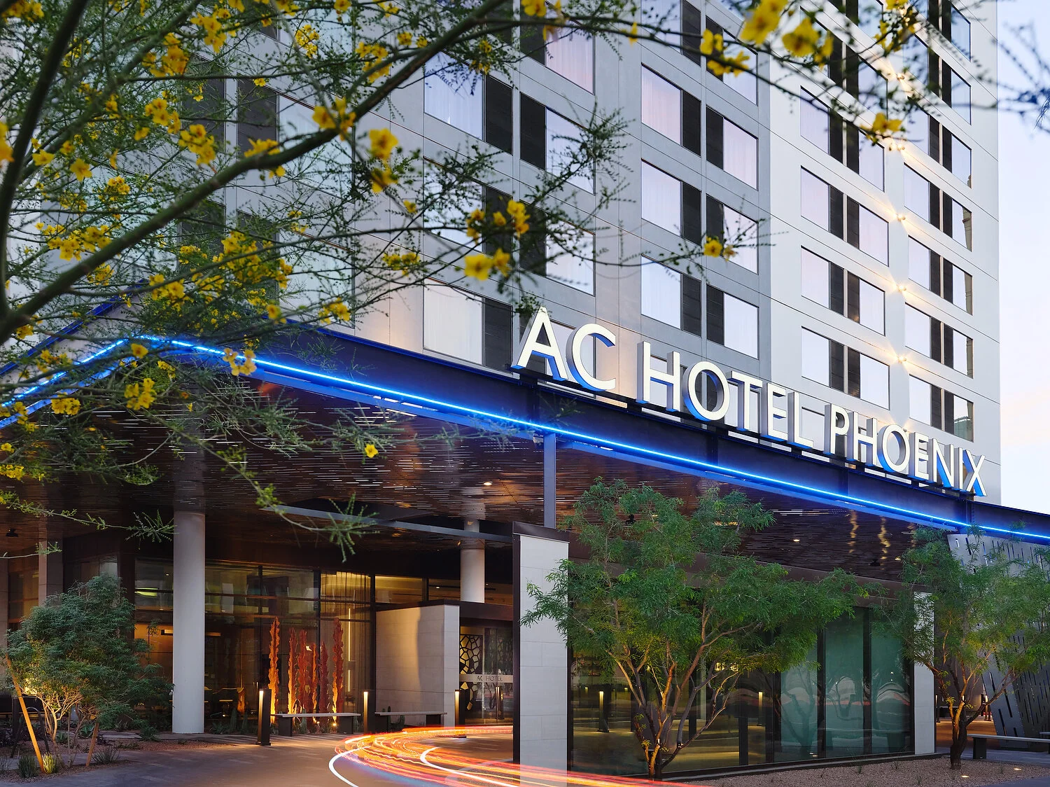 AC hotel entrance sign duskA.JPEG