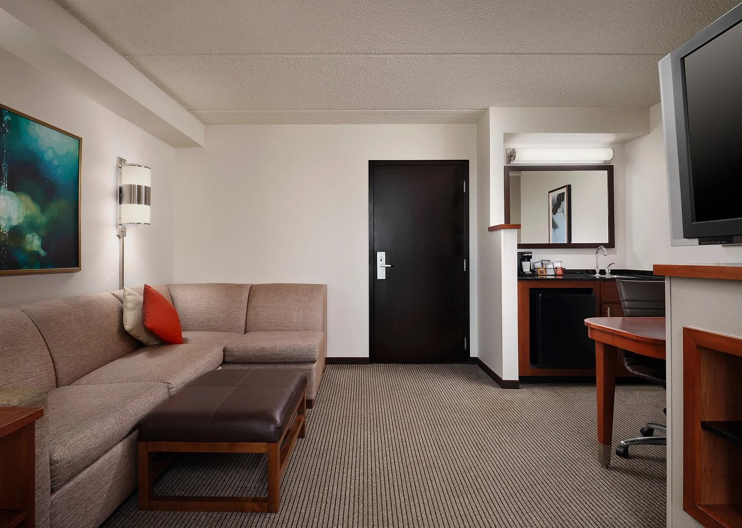 Dallas Plano Hyatt House room 623 king desk couch area.JPG