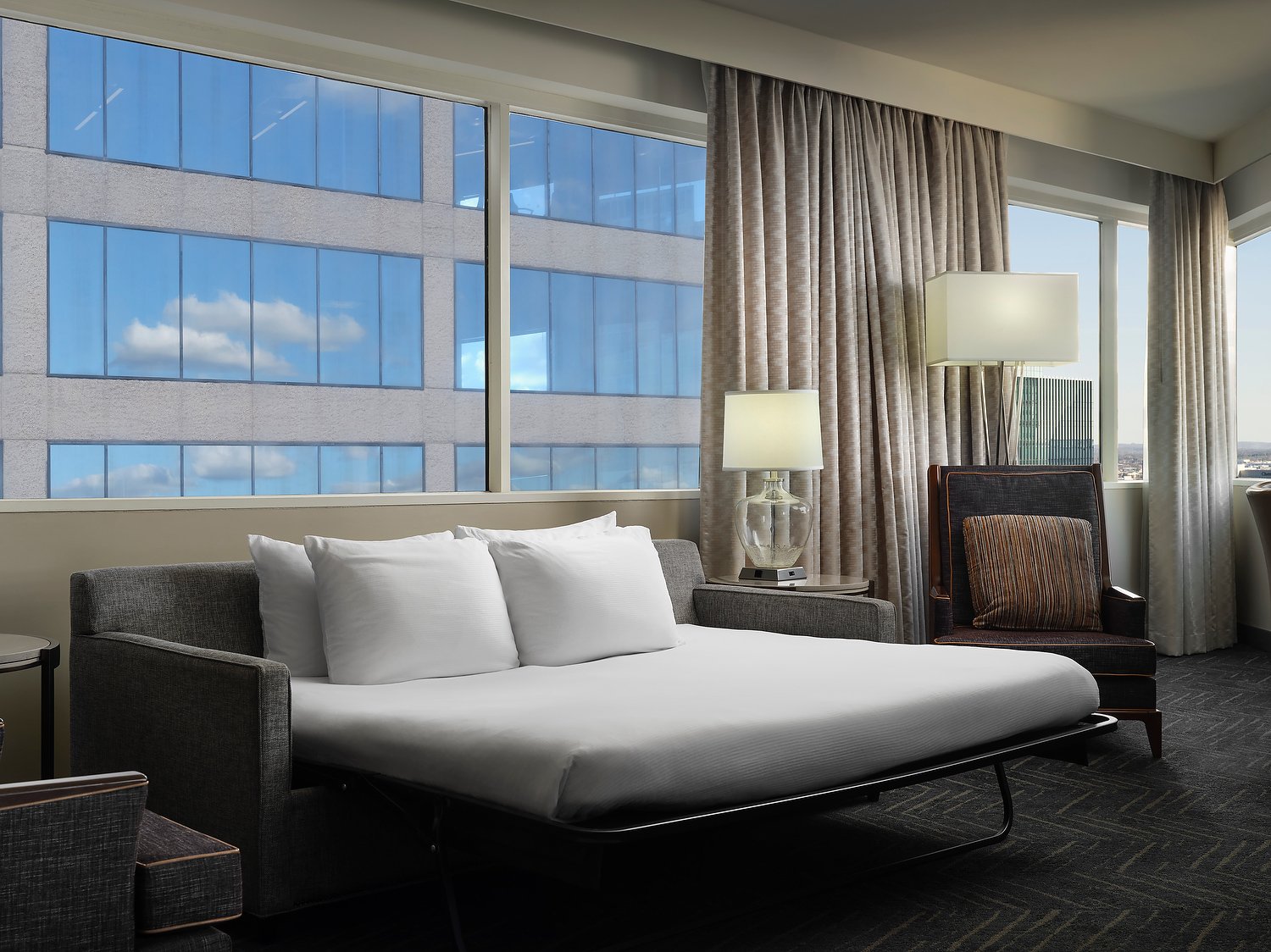 Nashville Doubletree room 908 sofa bed.JPEG