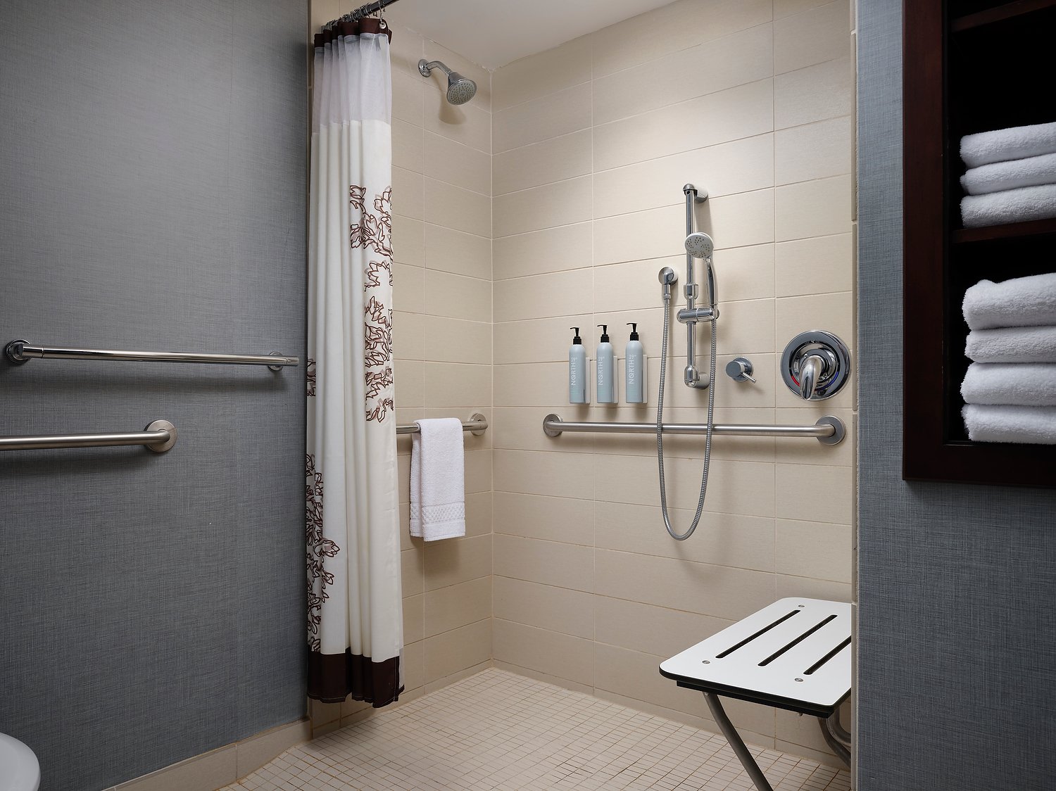 Grand Rapid Residence Inn room 211 ADA bath roll-in shower.JPEG