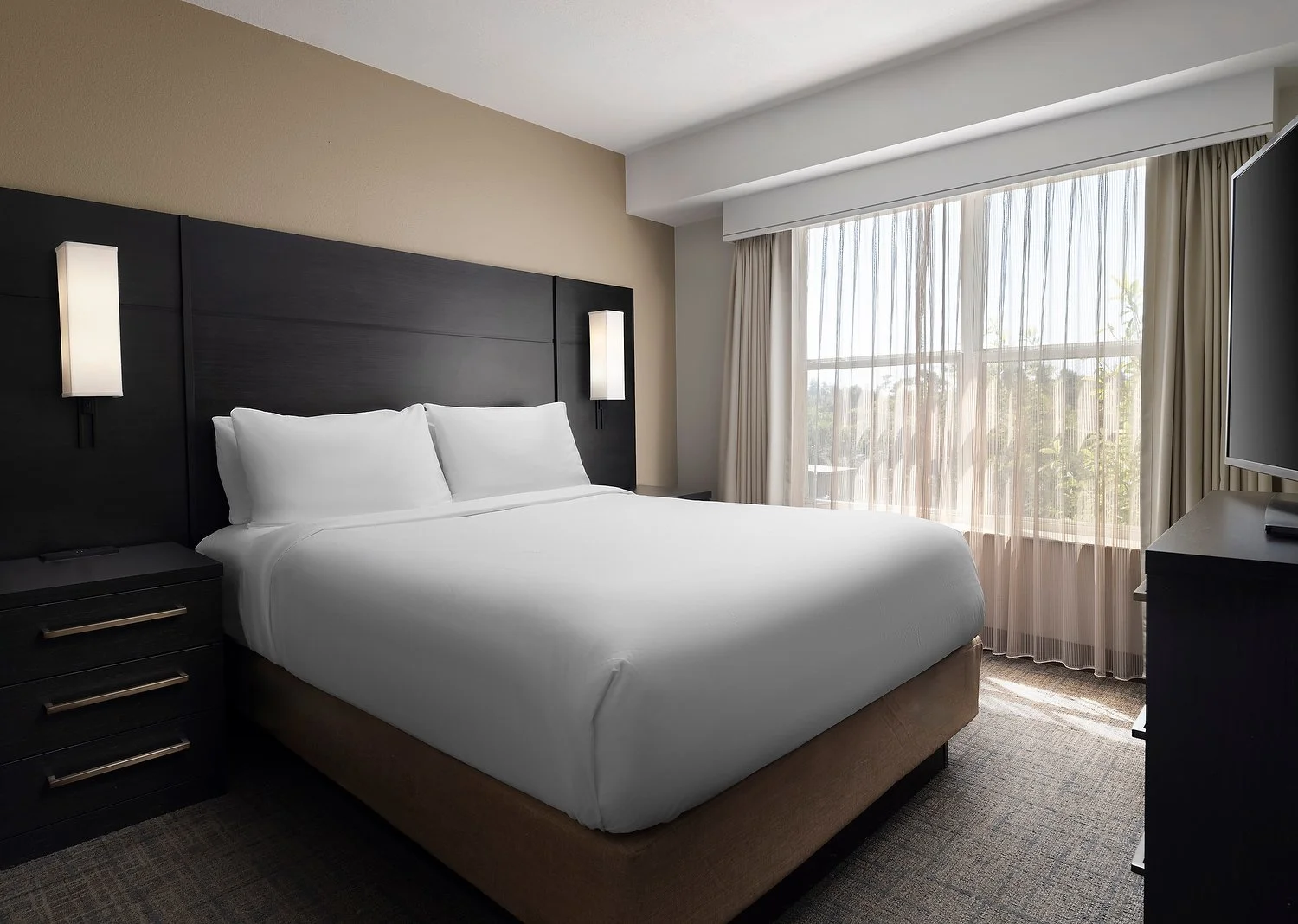 Stockton Residence Inn room 313 bedroom.JPG