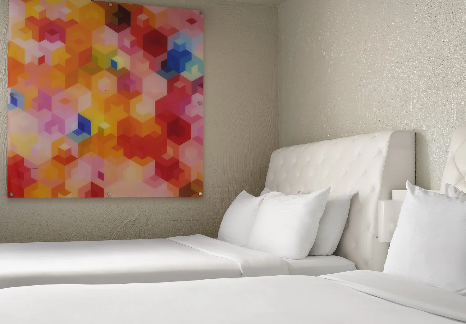 Phoenix clarendon room 209 2 queen suite headboard.JPG