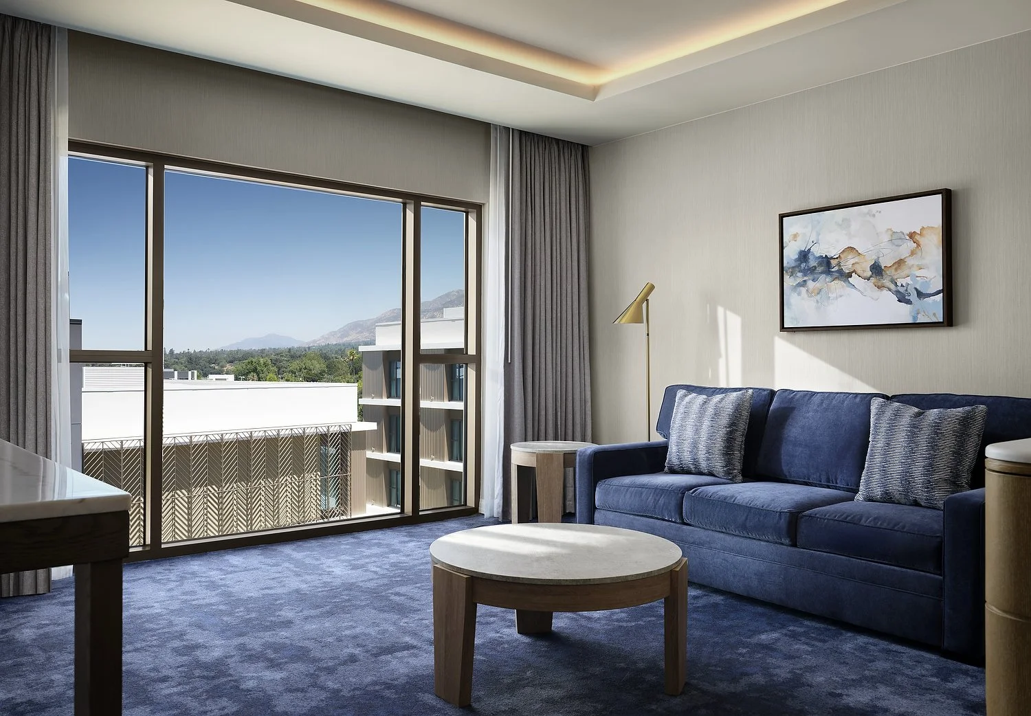Arcadia Hillton room 578 1 bedroom king living area.JPG