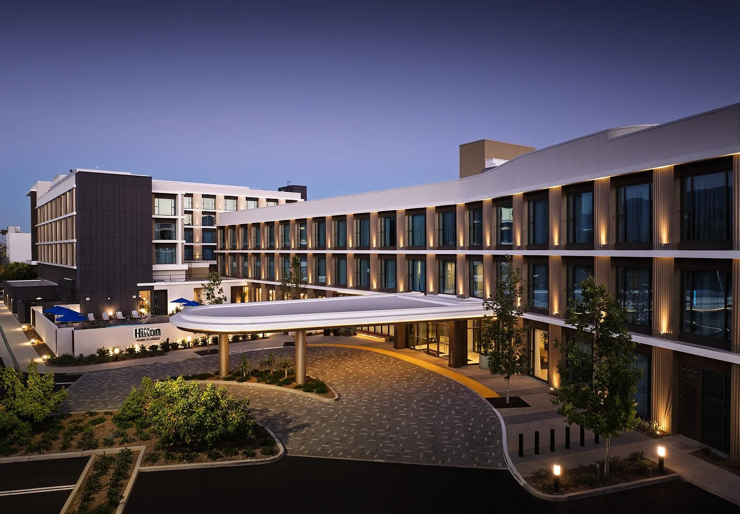 Arcadia Hillton exterior duskD.JPG