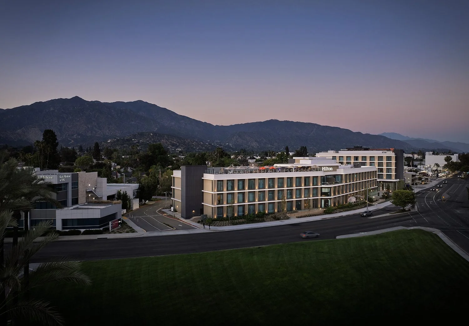 Arcadia Hillton exterior duskA.JPG