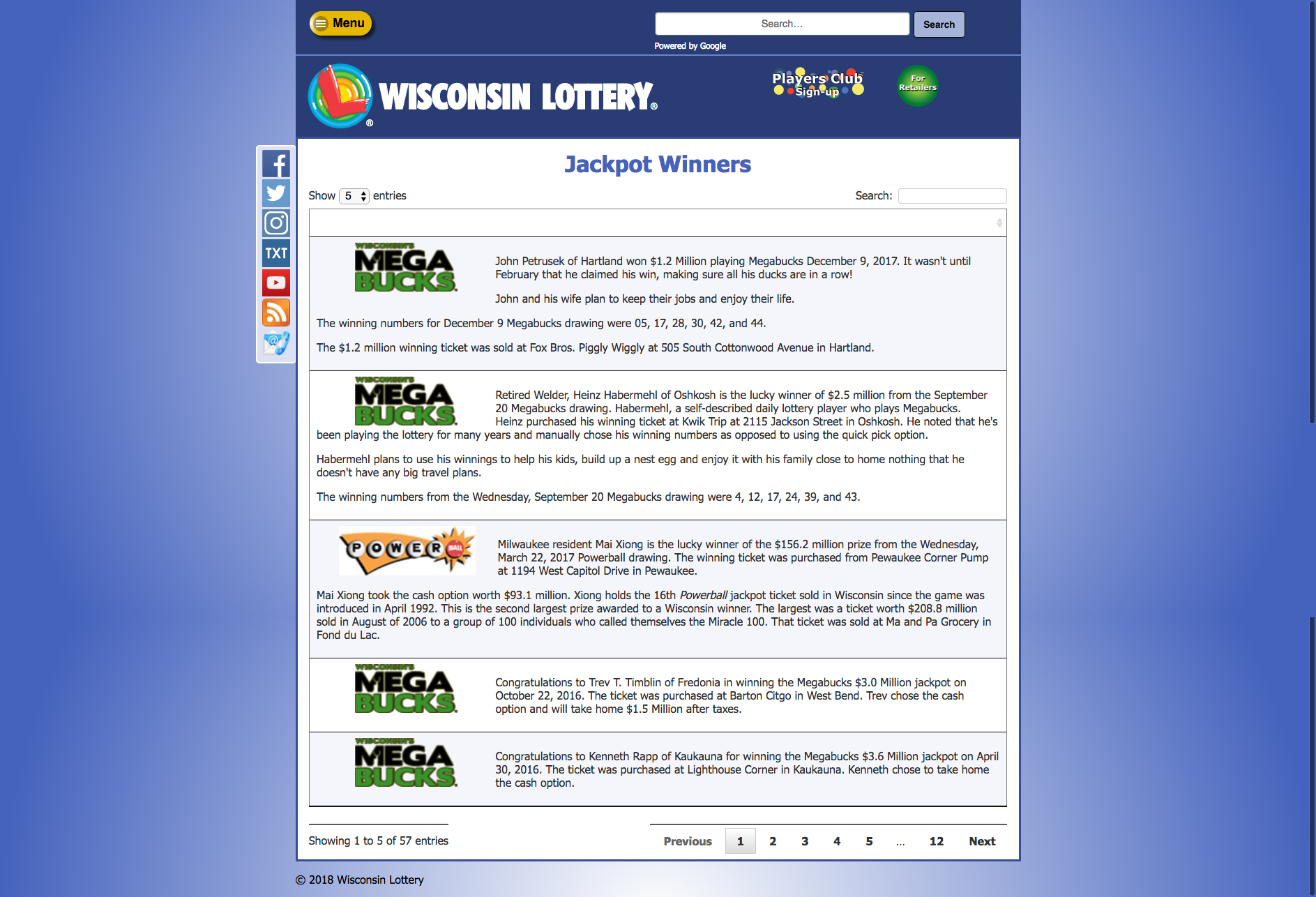 WI Lottery Jackpot winners