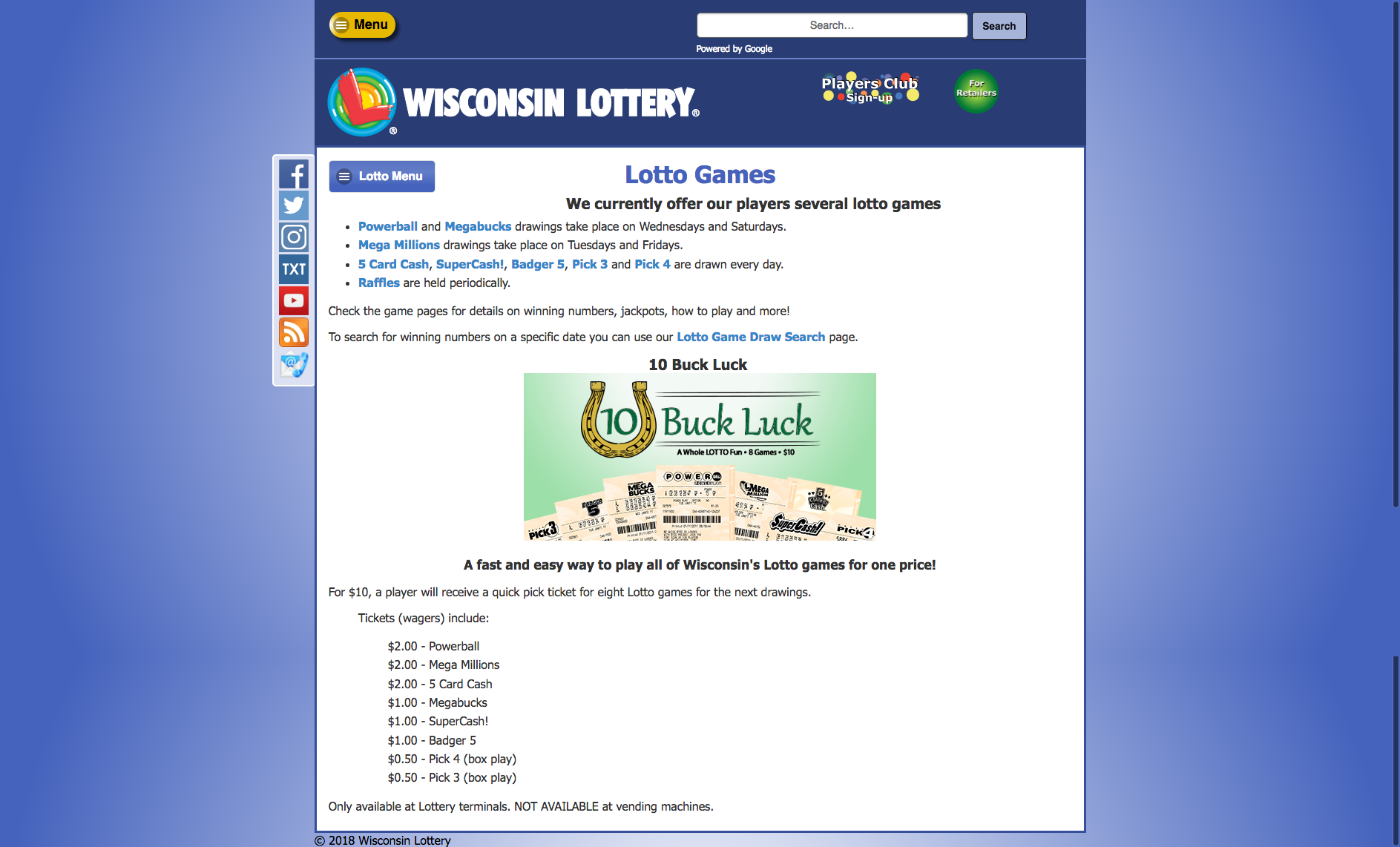 WI Lottery Lotto Landing