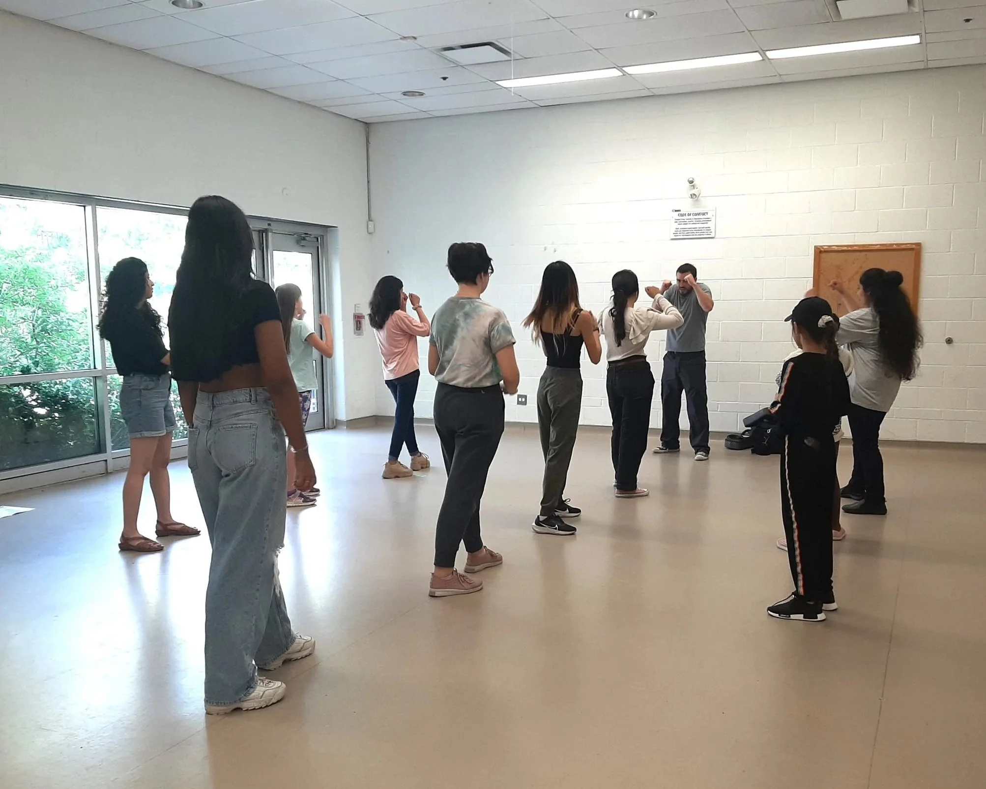  2023: the girl’s group learning to protect their bodies at Mcgregor Park CC with Jesse S. 